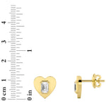 1CTW Emerald Shaped Lab Grown Diamond (F/VS) Heart Shaped Stud Earrings in 14K Gold