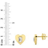 1CTW Emerald Shaped Lab Grown Diamond (F/VS) Heart Shaped Stud Earrings in 14K Gold