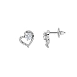 0.5CTW Round Shaped Lab Grown Diamond (F/VS) Heart Shaped Stud Earrings in 14K Gold