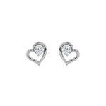 0.5CTW Round Shaped Lab Grown Diamond (F/VS) Heart Shaped Stud Earrings in 14K Gold