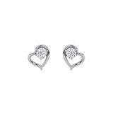0.5CTW Round Shaped Lab Grown Diamond (F/VS) Heart Shaped Stud Earrings in 14K Gold