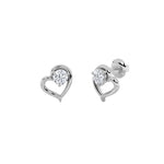 0.5CTW Round Shaped Lab Grown Diamond (F/VS) Heart Shaped Stud Earrings in 14K Gold