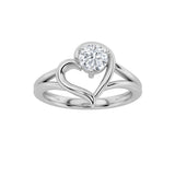 0.5CTW Round Shaped Lab Grown Diamond (F/VS) Heart Shaped Ring in 14K Gold