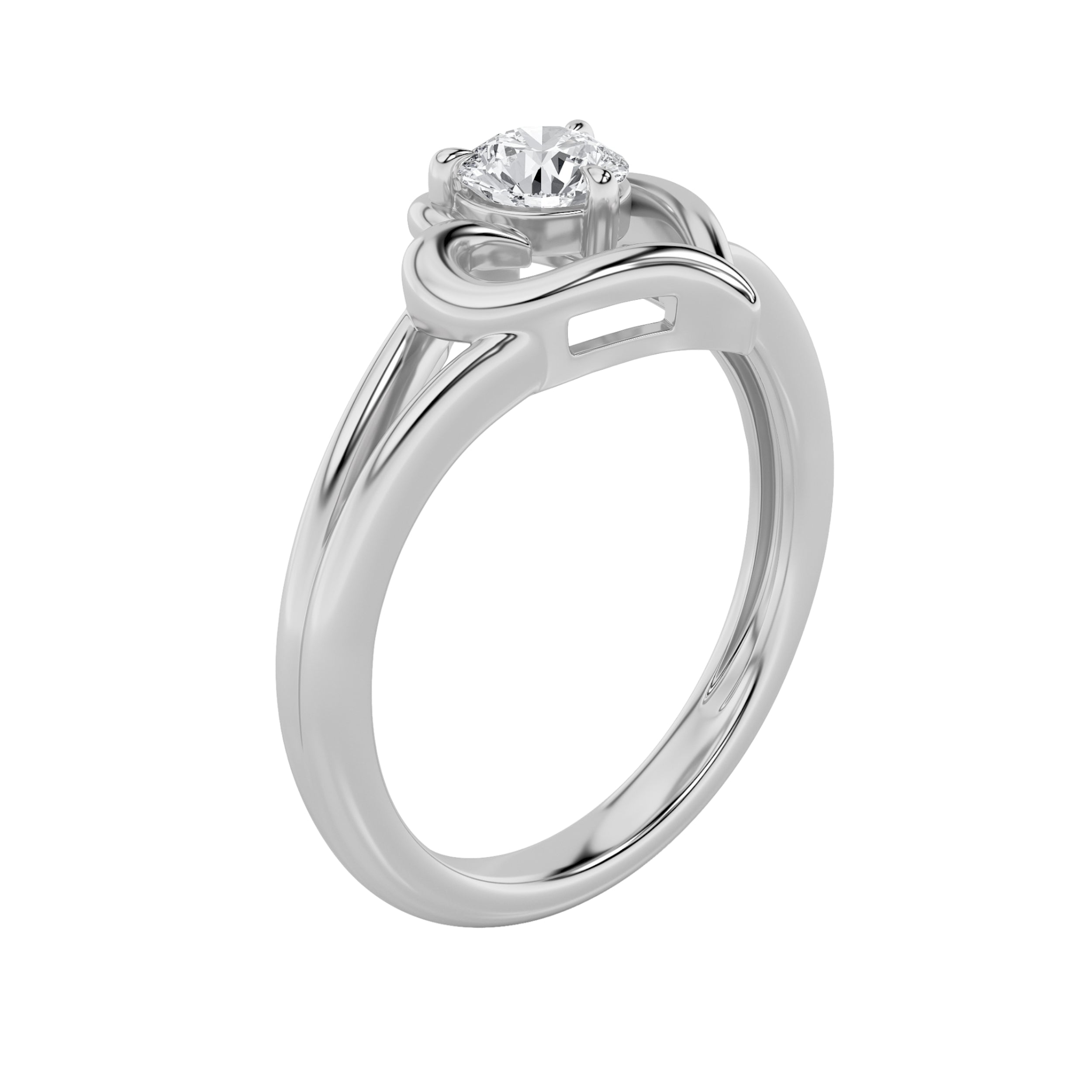 0.5CTW Round Shaped Lab Grown Diamond (F/VS) Heart Shaped Ring in 14K Gold