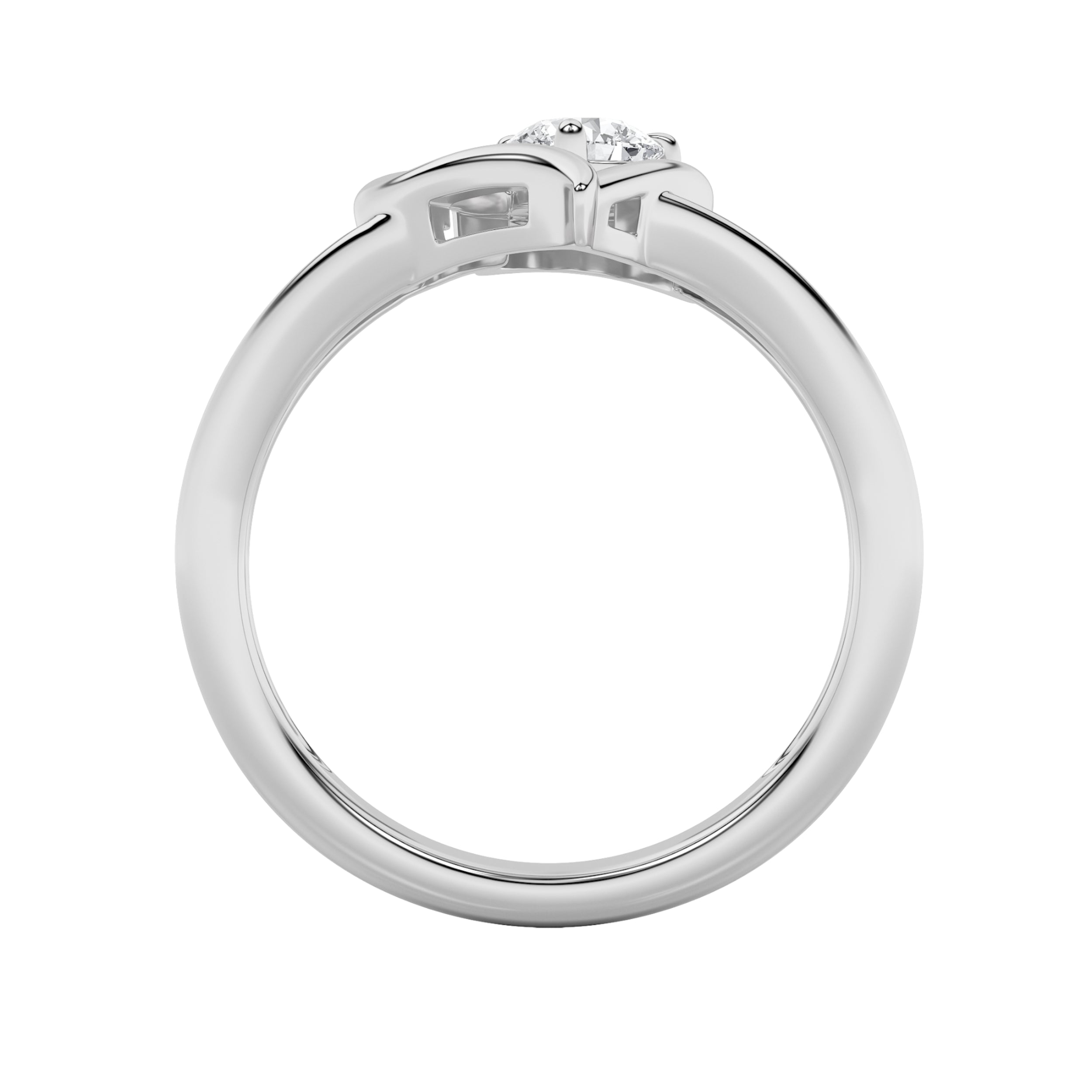 0.5CTW Round Shaped Lab Grown Diamond (F/VS) Heart Shaped Ring in 14K Gold