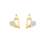 1CTW Pear Shaped Lab Grown Diamond (F/VS) Heart Shaped Dangle Earrings in 14K Gold