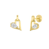 1CTW Pear Shaped Lab Grown Diamond (F/VS) Heart Shaped Dangle Earrings in 14K Gold