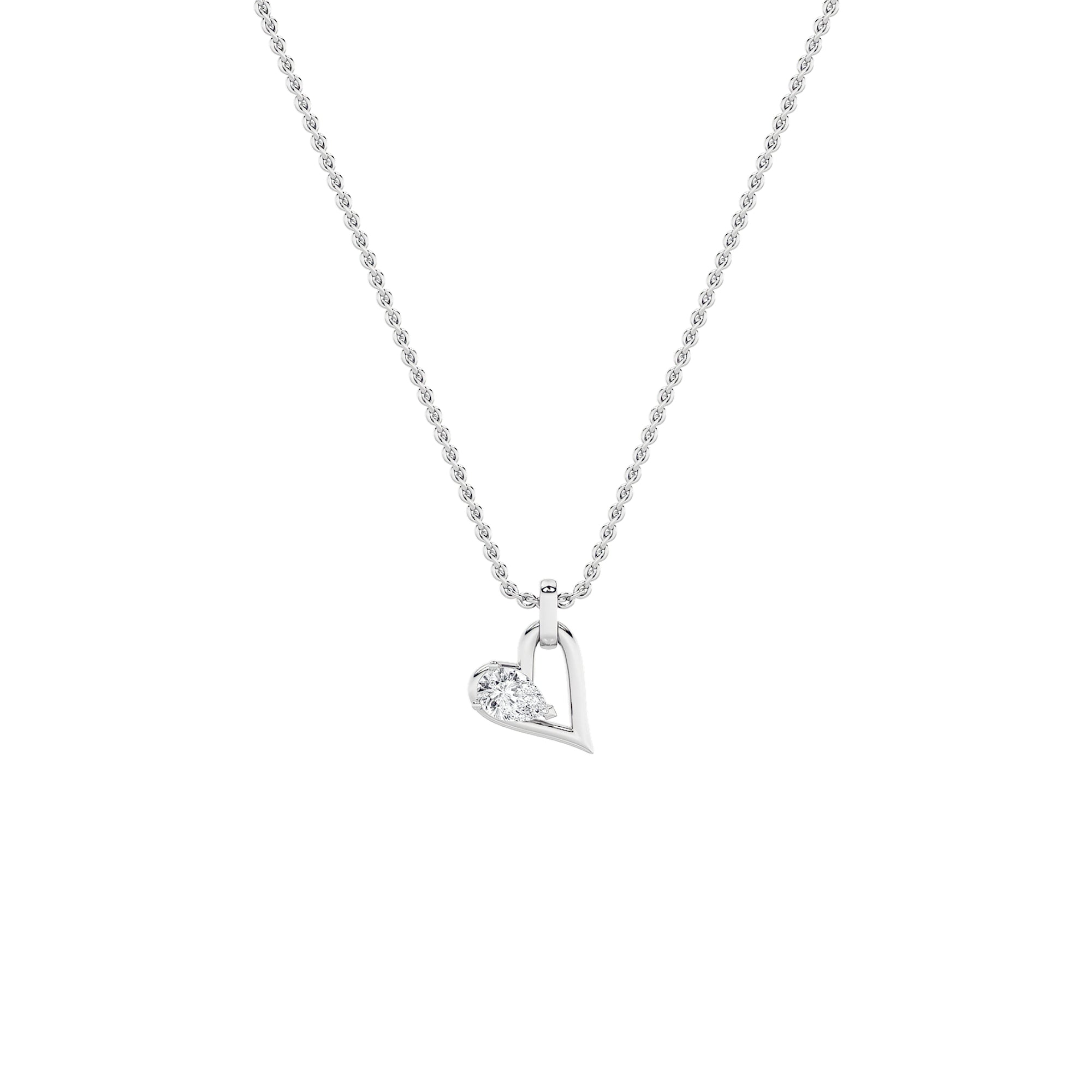 1CTW Pear Shaped Lab Grown Diamond (F/VS) Heart Shaped Dangle Pendant in 14K Gold