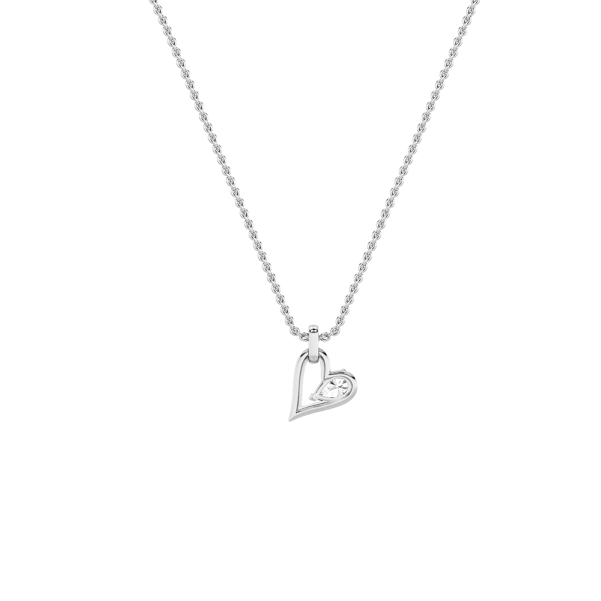 1CTW Pear Shaped Lab Grown Diamond (F/VS) Heart Shaped Dangle Pendant in 14K Gold