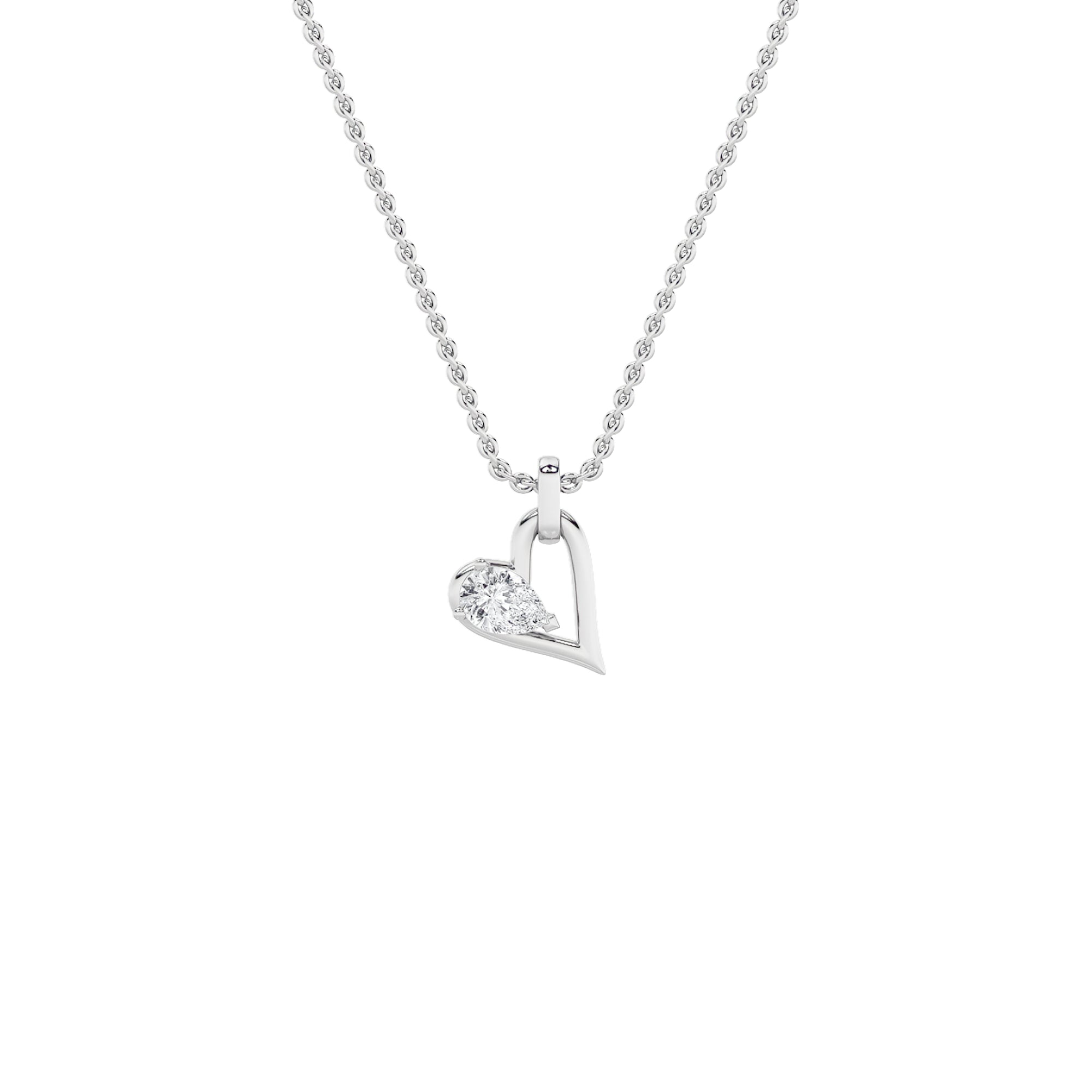 1CTW Pear Shaped Lab Grown Diamond (F/VS) Heart Shaped Dangle Pendant in 14K Gold
