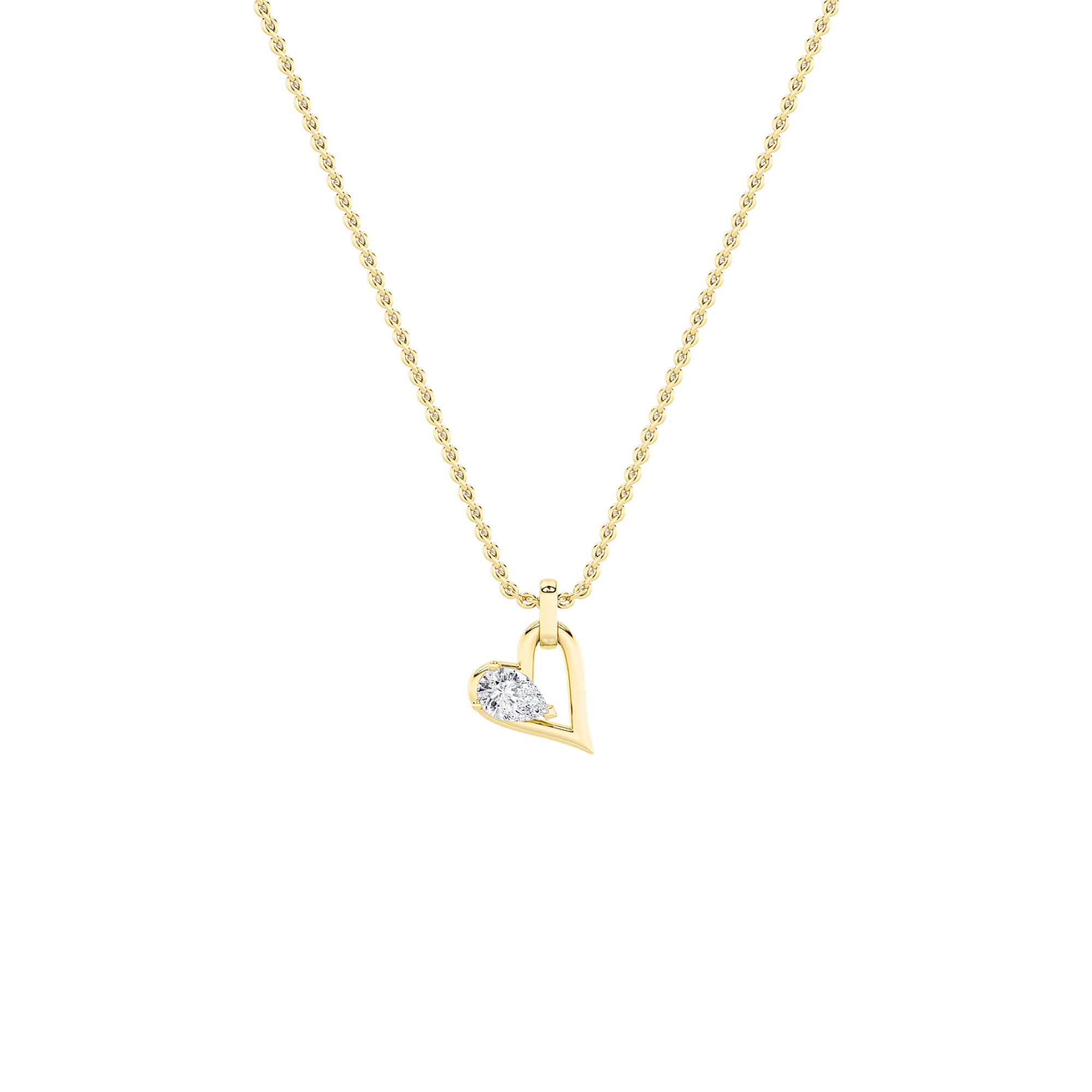 1CTW Pear Shaped Lab Grown Diamond (F/VS) Heart Shaped Dangle Pendant in 14K Gold