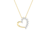 2CTW Marquise Shaped Lab Grown Diamond (F/VS) Heart Shaped Pendant in 14K Gold