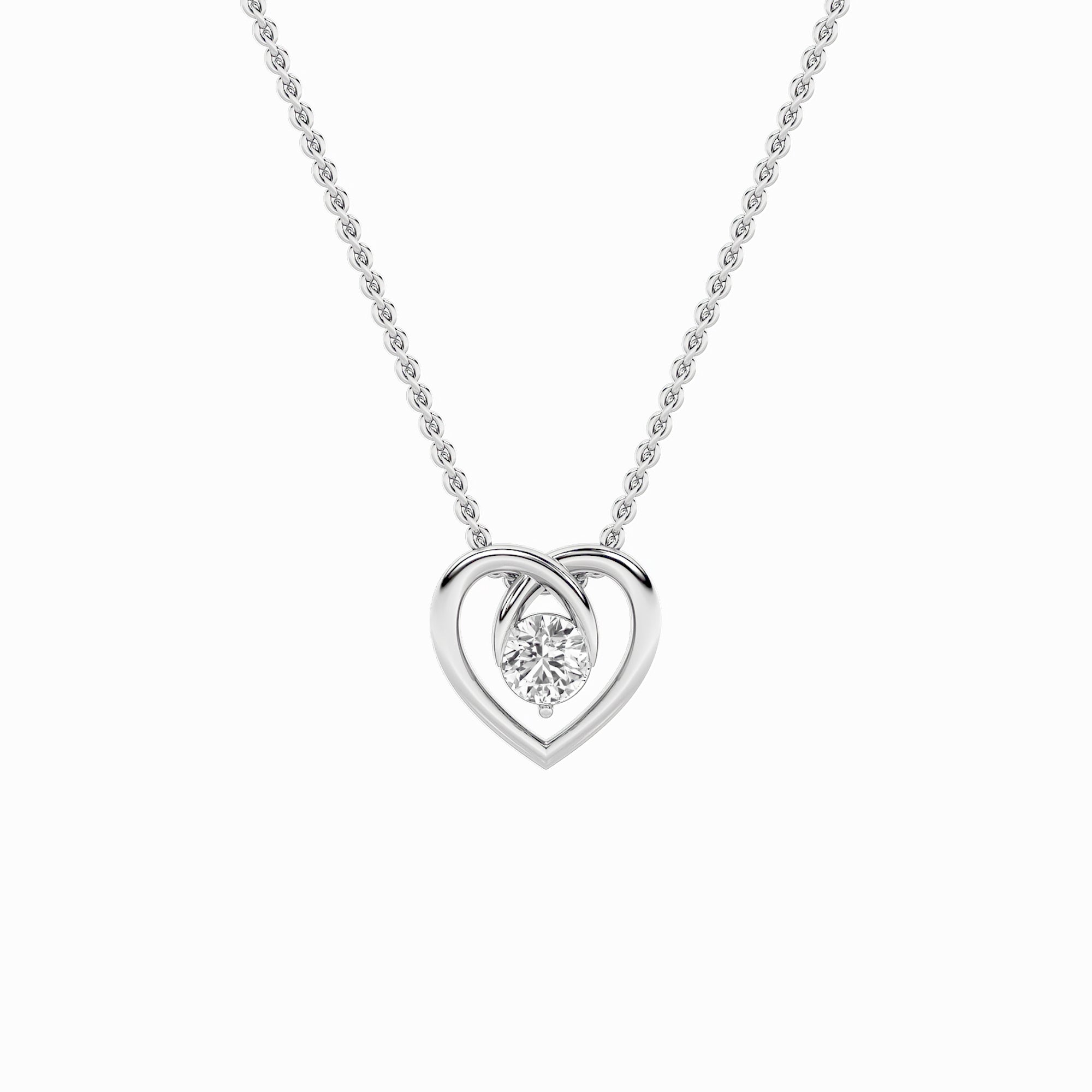1CTW Round Shaped Lab Grown Diamond (F/VS) Heart Shaped Pendant in 14K Gold