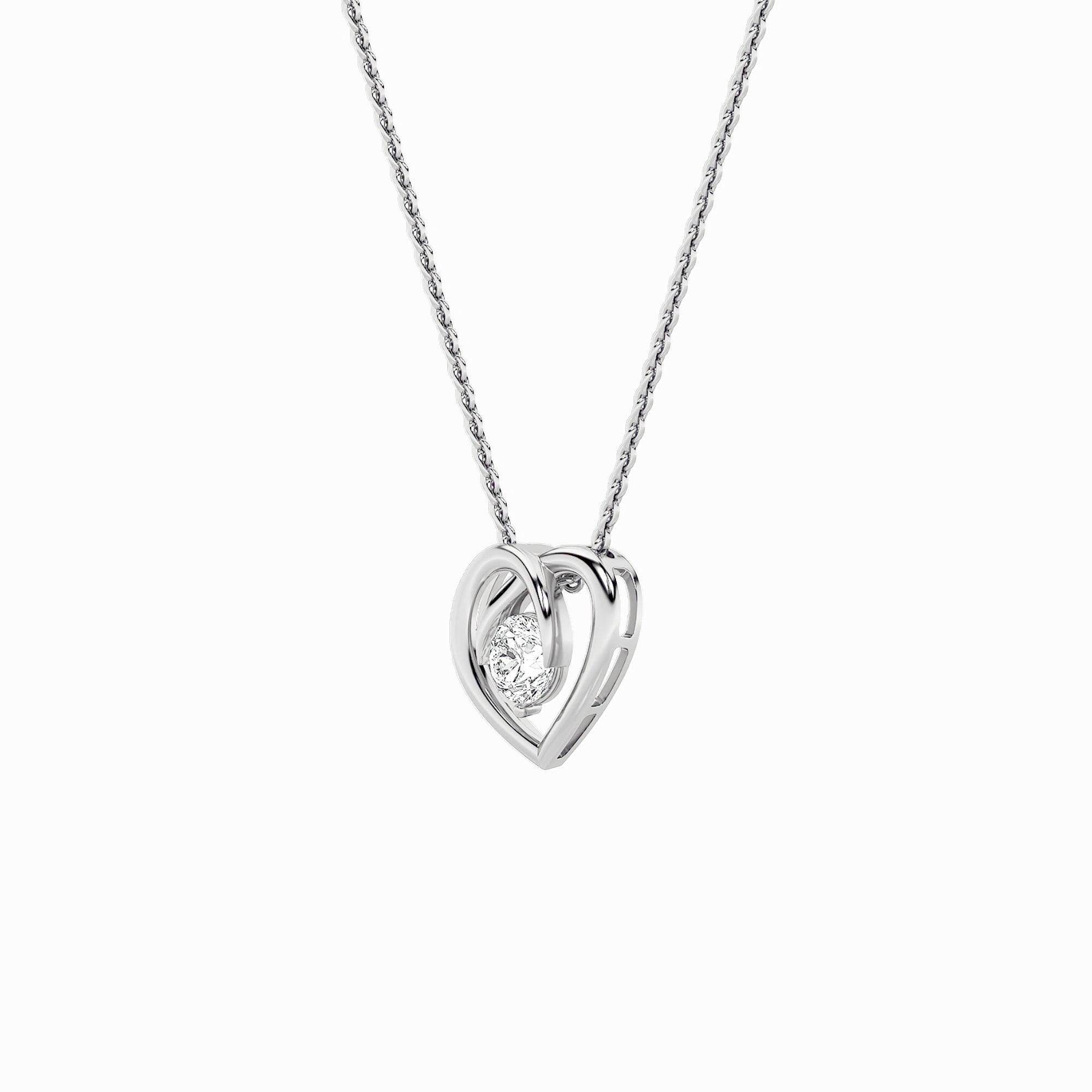 1CTW Round Shaped Lab Grown Diamond (F/VS) Heart Shaped Pendant in 14K Gold