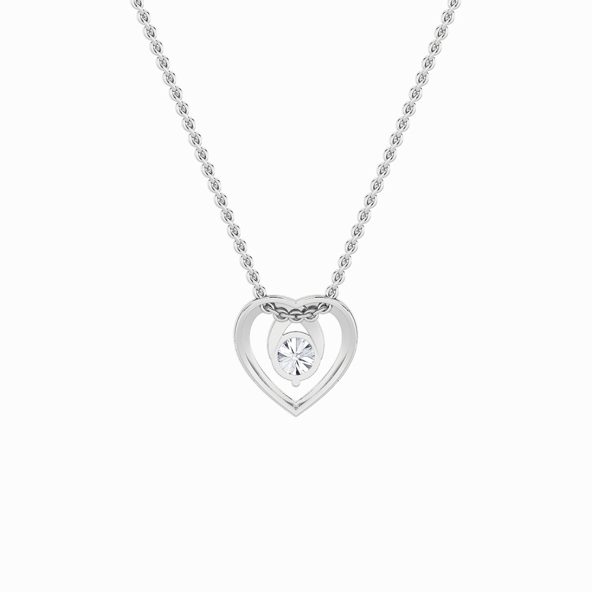 1CTW Round Shaped Lab Grown Diamond (F/VS) Heart Shaped Pendant in 14K Gold