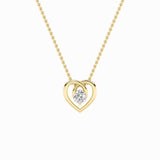 1CTW Round Shaped Lab Grown Diamond (F/VS) Heart Shaped Pendant in 14K Gold