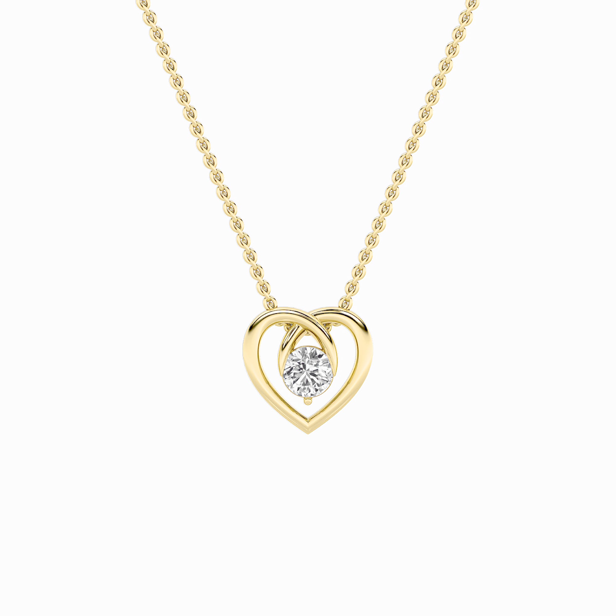 1CTW Round Shaped Lab Grown Diamond (F/VS) Heart Shaped Pendant in 14K Gold