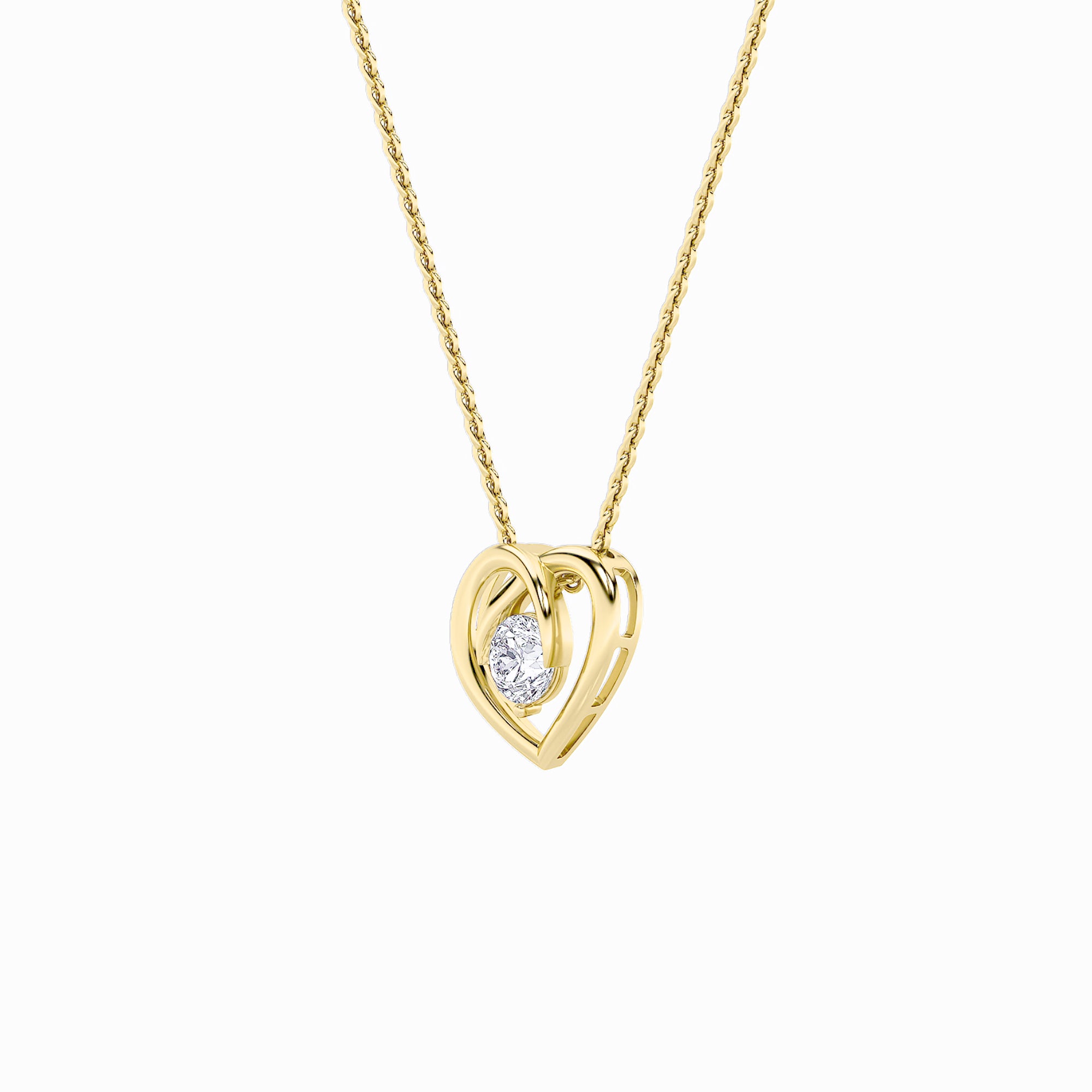 1CTW Round Shaped Lab Grown Diamond (F/VS) Heart Shaped Pendant in 14K Gold