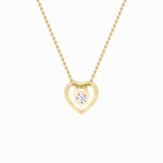 1CTW Round Shaped Lab Grown Diamond (F/VS) Heart Shaped Pendant in 14K Gold