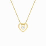 1CTW Round Shaped Lab Grown Diamond (F/VS) Heart Shaped Pendant in 14K Gold