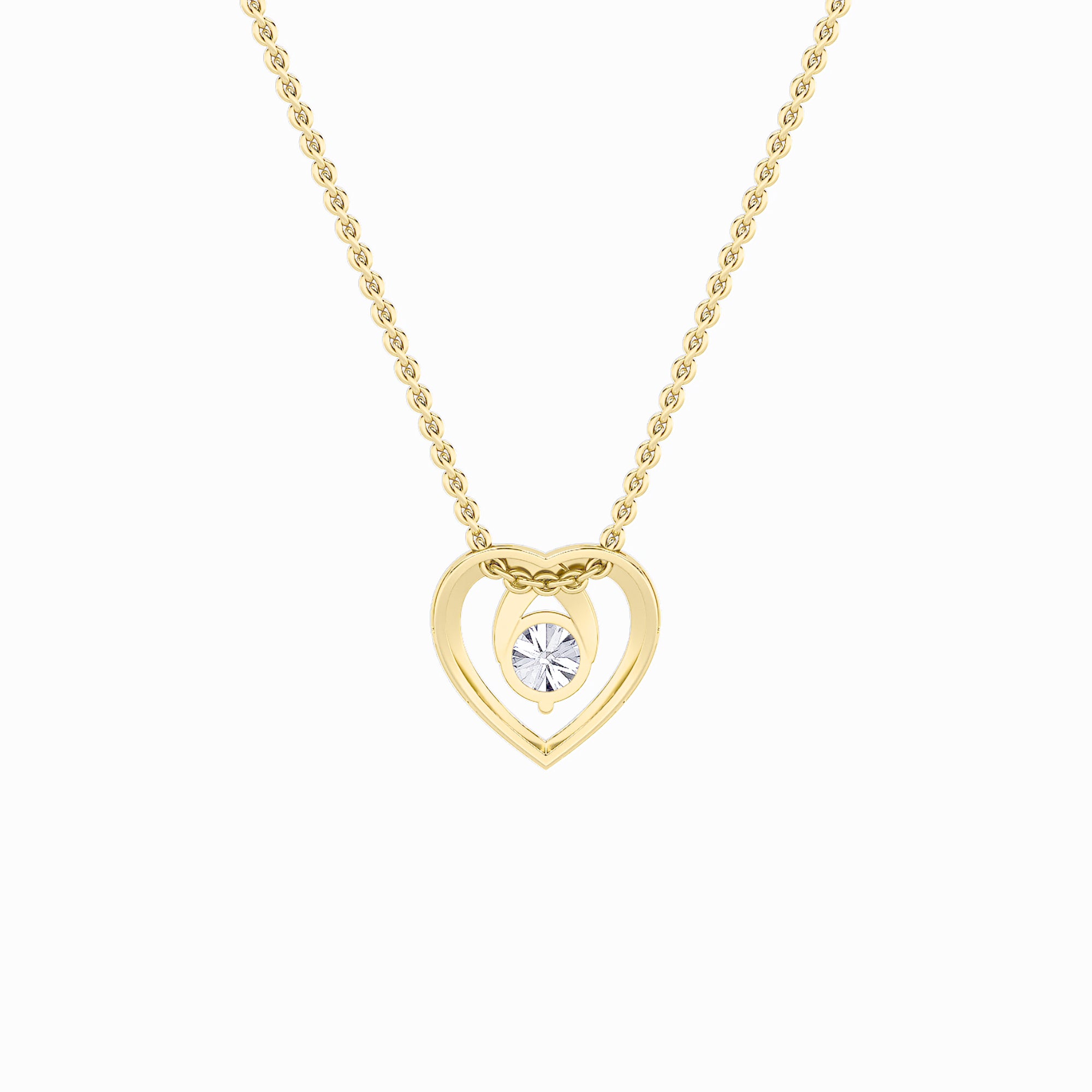 1CTW Round Shaped Lab Grown Diamond (F/VS) Heart Shaped Pendant in 14K Gold