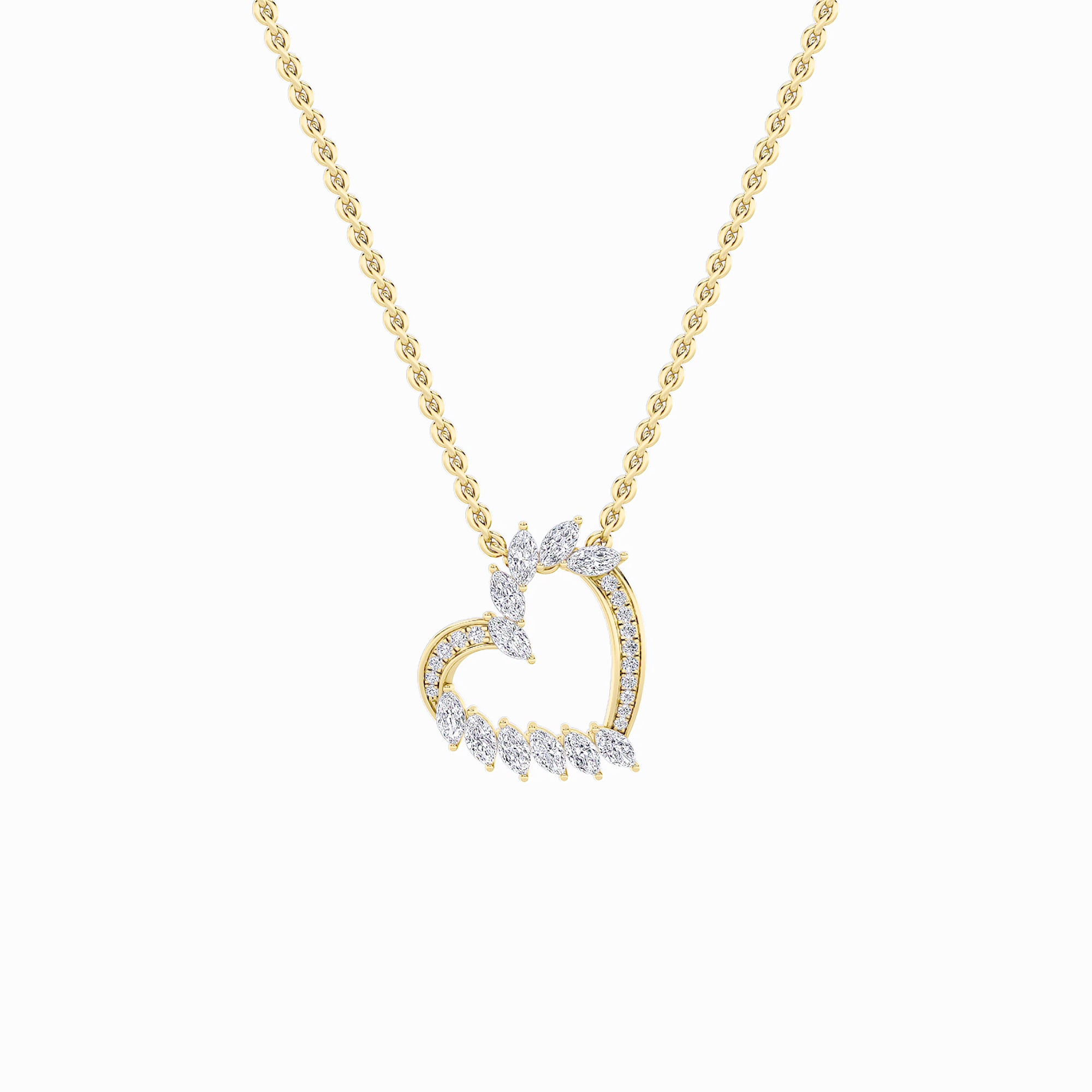 2.5CTW Marquise Shaped Lab Grown Diamond (F/VS) Heart Shaped Pendant in 14K Gold
