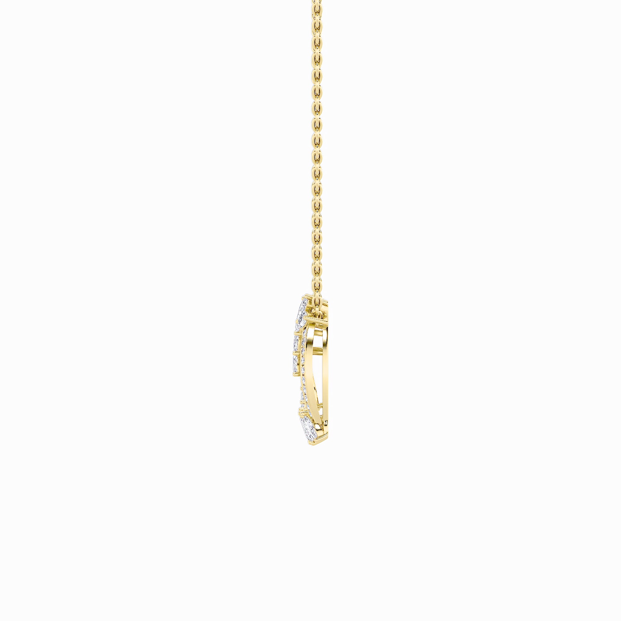 2.5CTW Marquise Shaped Lab Grown Diamond (F/VS) Heart Shaped Pendant in 14K Gold