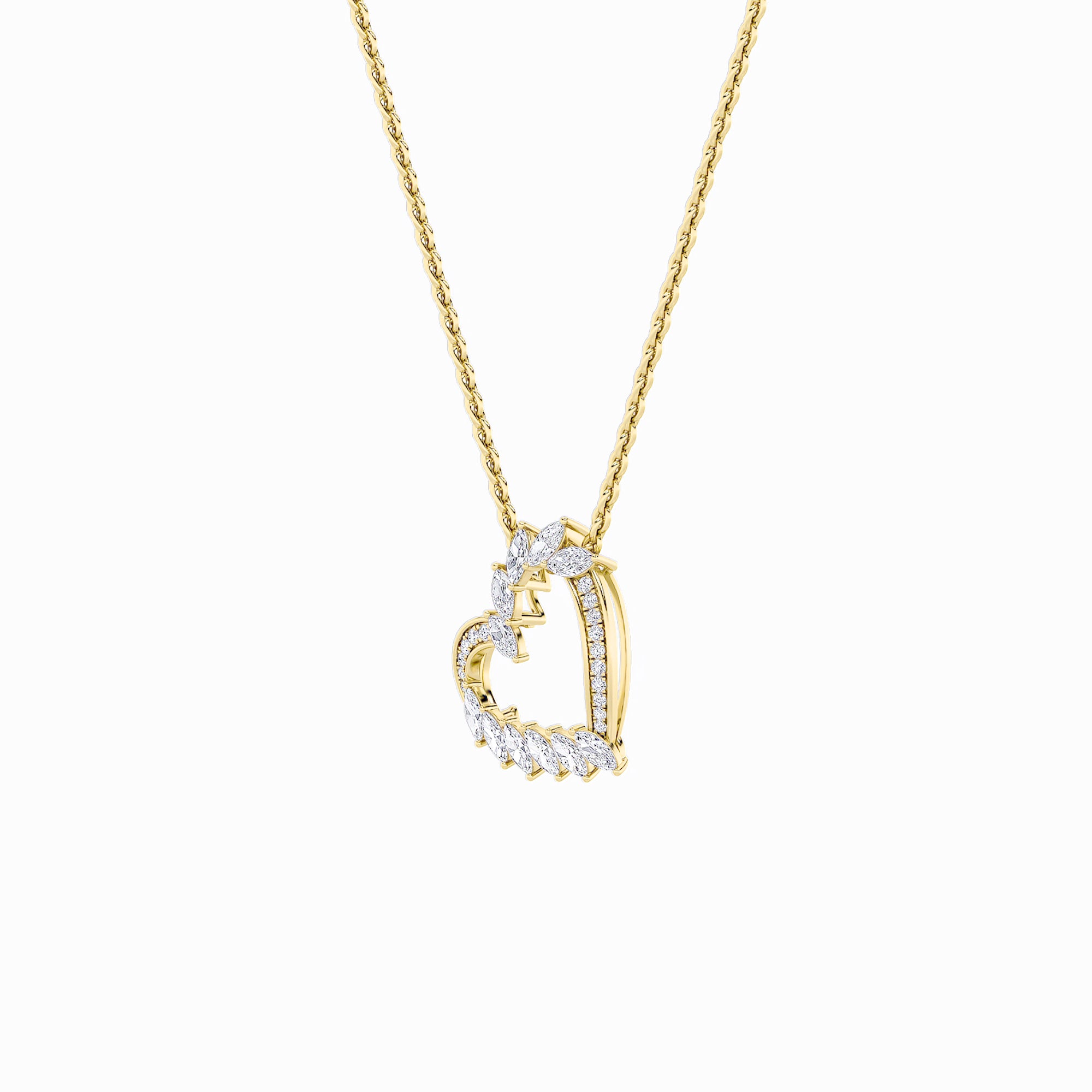 2.5CTW Marquise Shaped Lab Grown Diamond (F/VS) Heart Shaped Pendant in 14K Gold