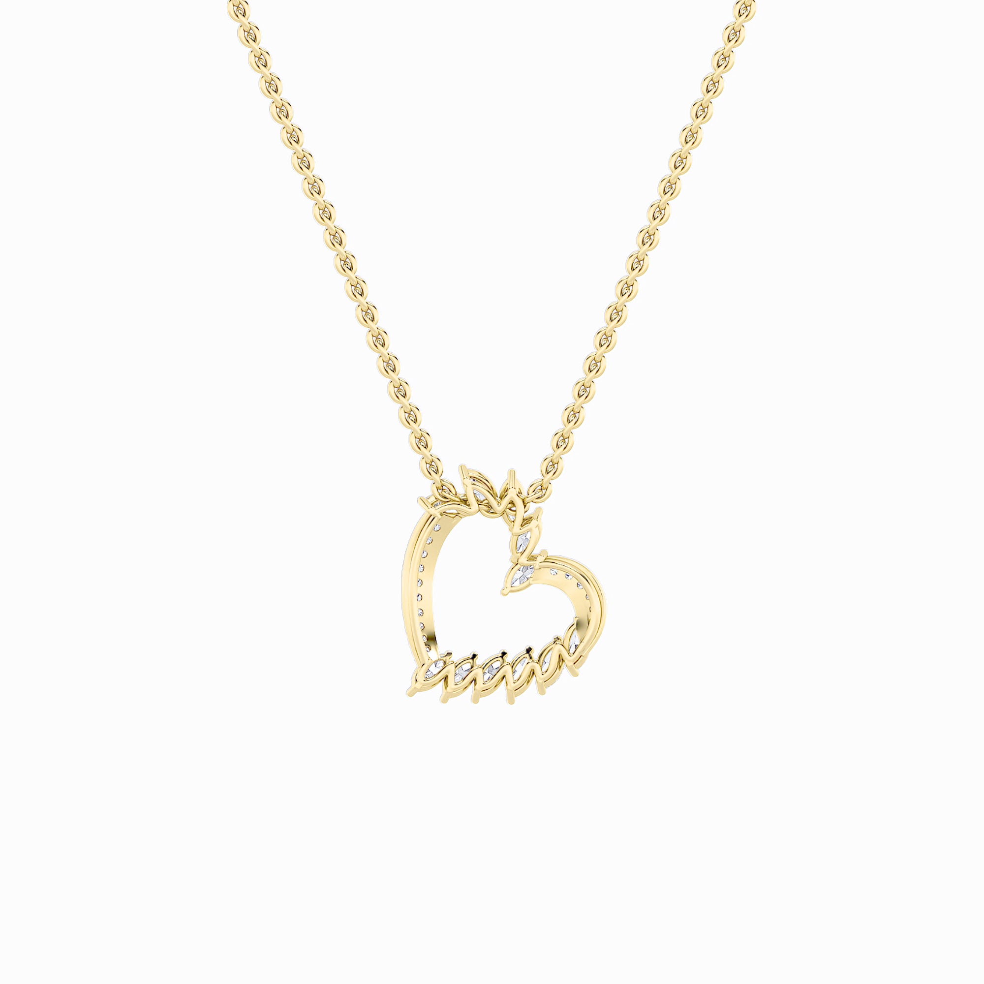 2.5CTW Marquise Shaped Lab Grown Diamond (F/VS) Heart Shaped Pendant in 14K Gold