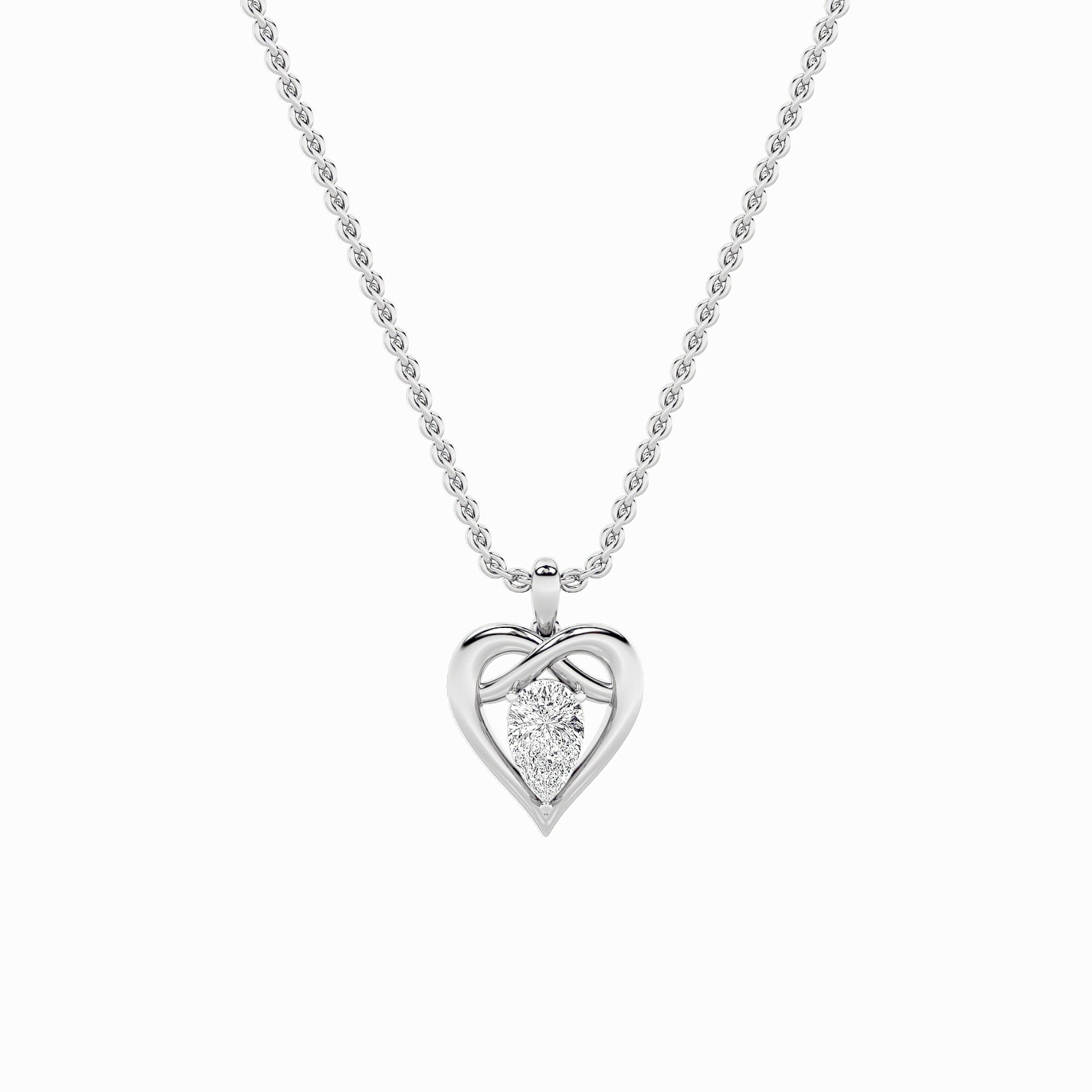 2CTW Pear Shaped Lab Grown Diamond (F/VS) Heart Shaped Pendant in 14K Gold