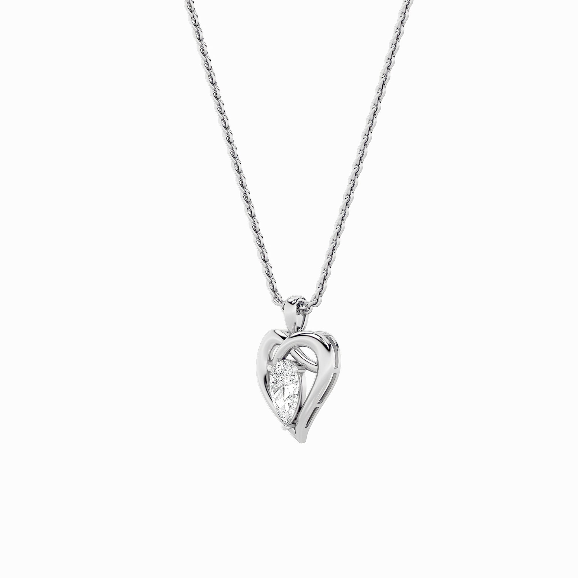 2CTW Pear Shaped Lab Grown Diamond (F/VS) Heart Shaped Pendant in 14K Gold