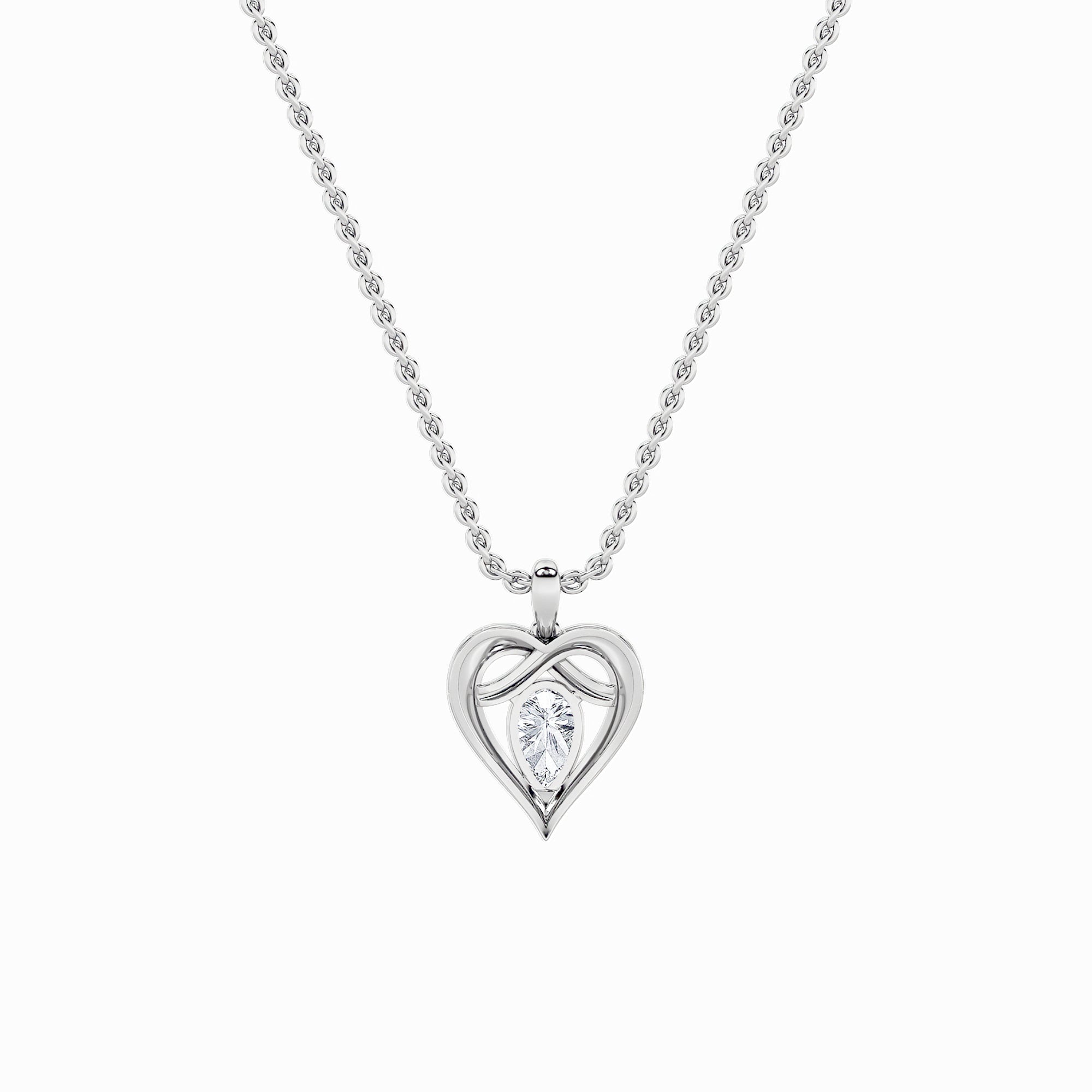 2CTW Pear Shaped Lab Grown Diamond (F/VS) Heart Shaped Pendant in 14K Gold