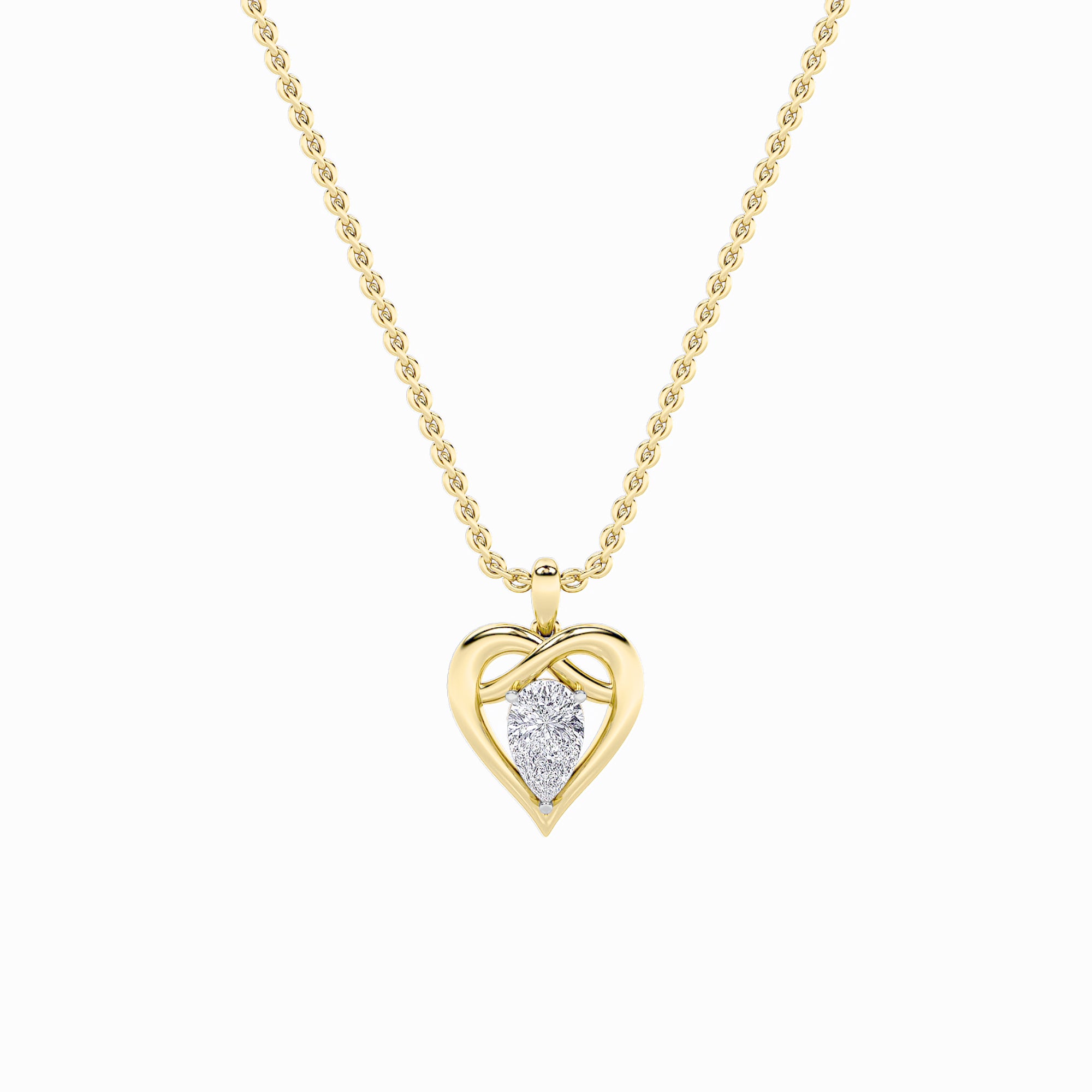 2CTW Pear Shaped Lab Grown Diamond (F/VS) Heart Shaped Pendant in 14K Gold