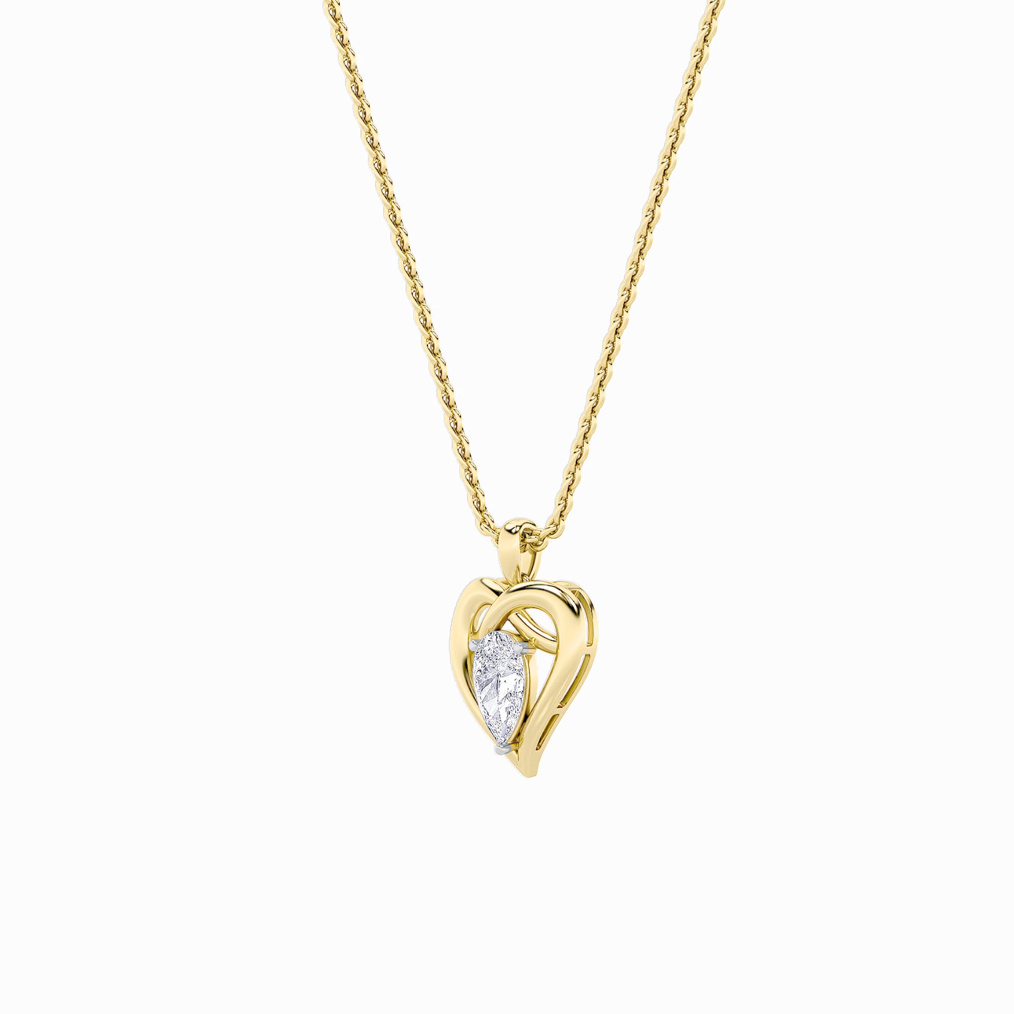 2CTW Pear Shaped Lab Grown Diamond (F/VS) Heart Shaped Pendant in 14K Gold