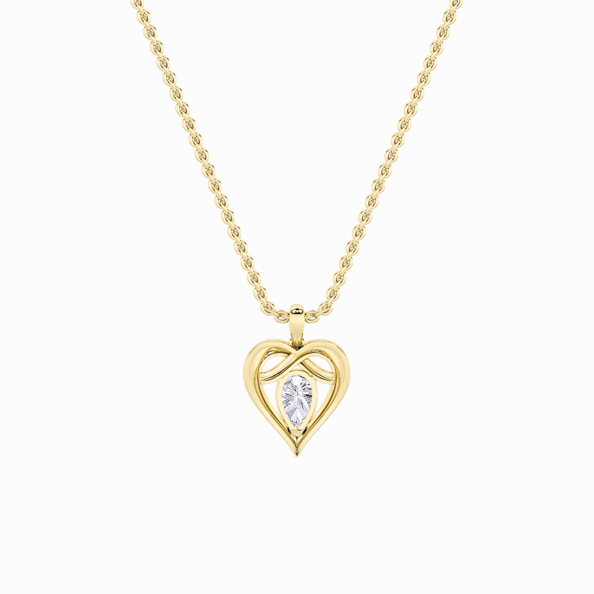 2CTW Pear Shaped Lab Grown Diamond (F/VS) Heart Shaped Pendant in 14K Gold