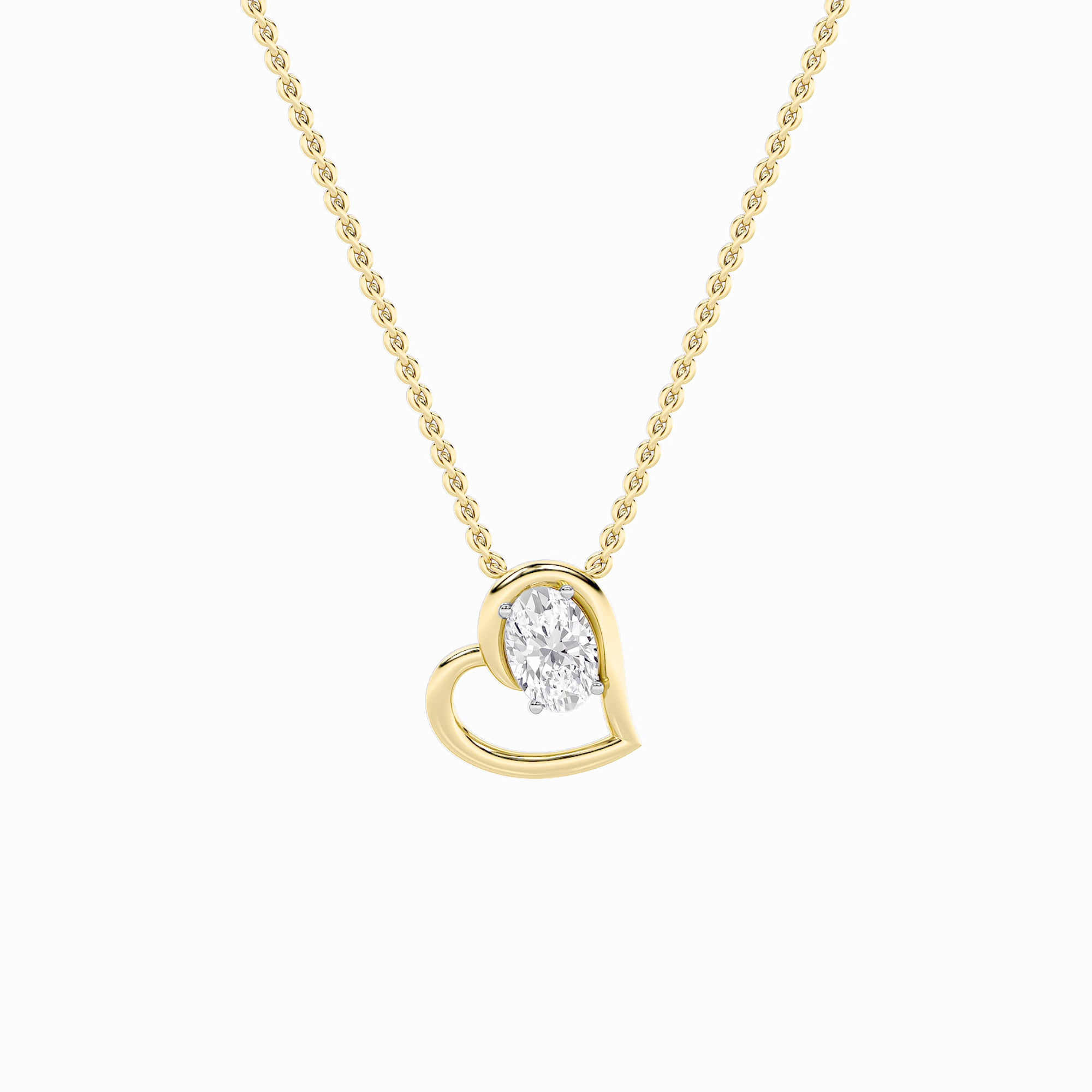 2CTW Oval Shaped Lab Grown Diamond (F/VS) Heart Shaped Pendant in 14K Gold