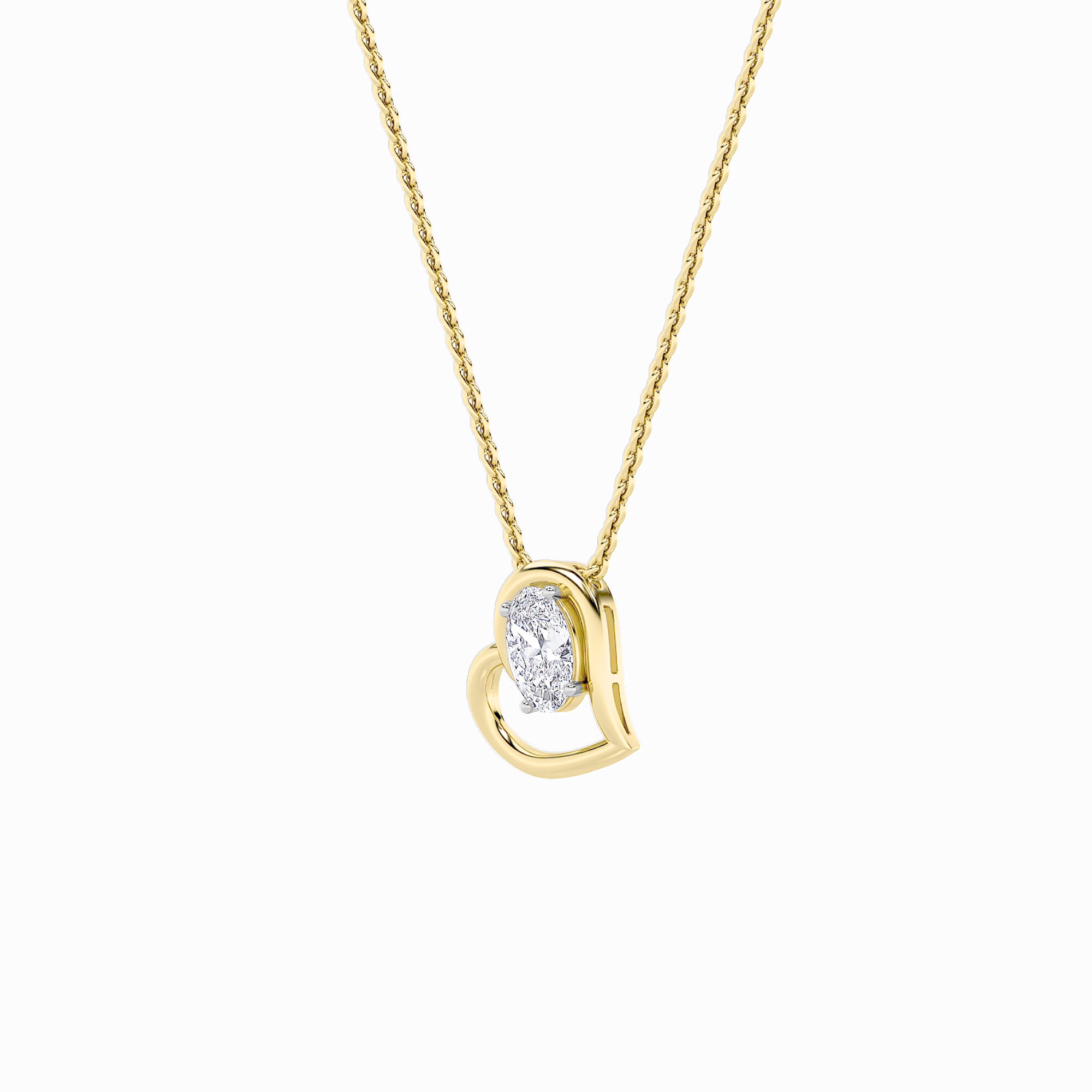 2CTW Oval Shaped Lab Grown Diamond (F/VS) Heart Shaped Pendant in 14K Gold