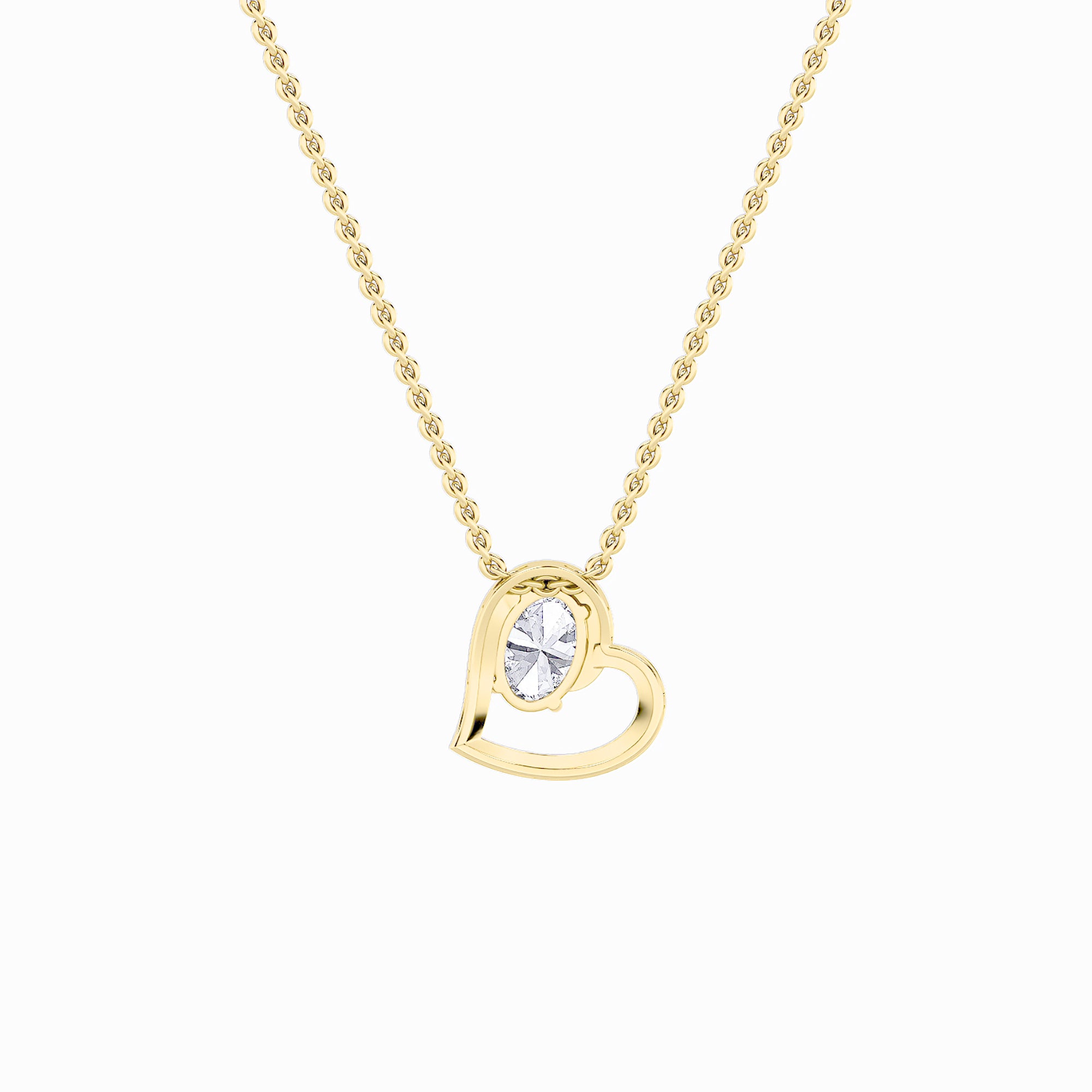 2CTW Oval Shaped Lab Grown Diamond (F/VS) Heart Shaped Pendant in 14K Gold