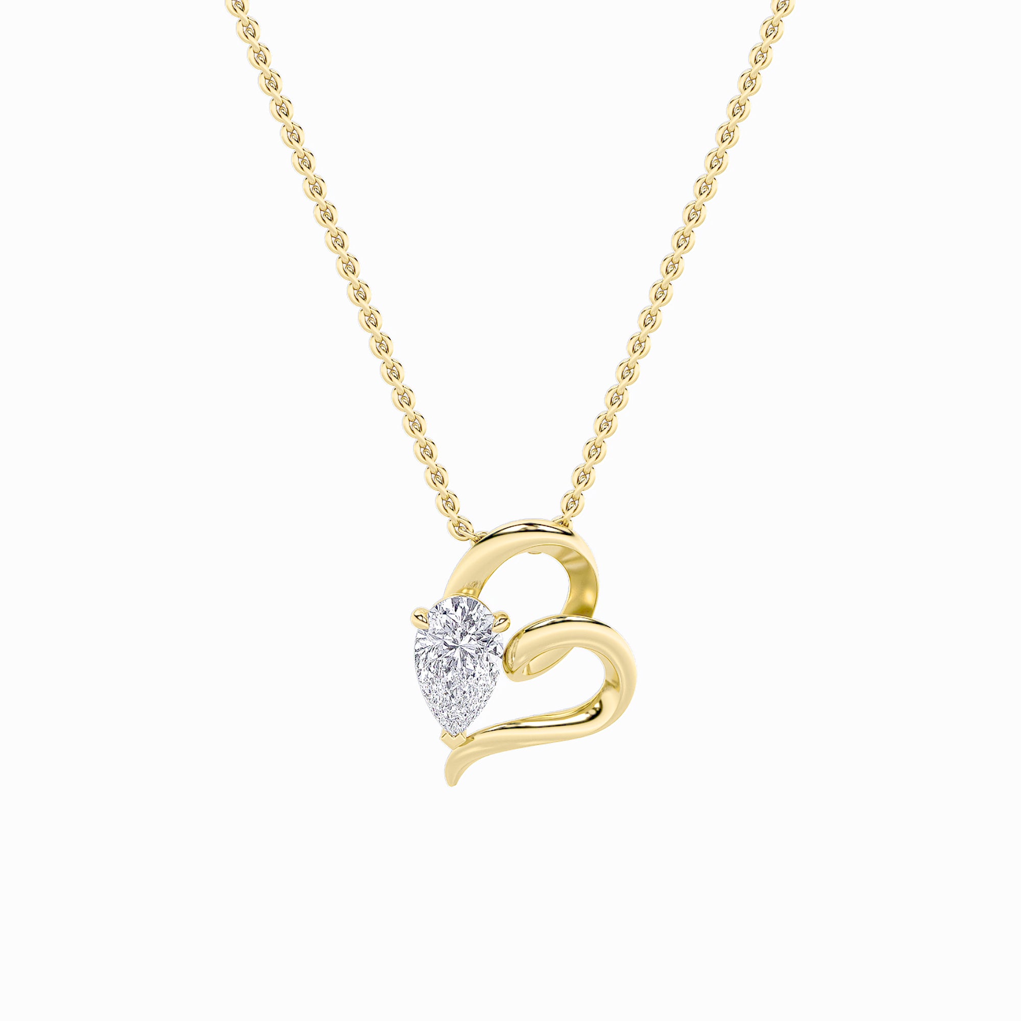 2CTW Pear Shaped Lab Grown Diamond (F/VS) Heart Shaped Pendant in 14K Gold