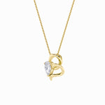 2CTW Pear Shaped Lab Grown Diamond (F/VS) Heart Shaped Pendant in 14K Gold