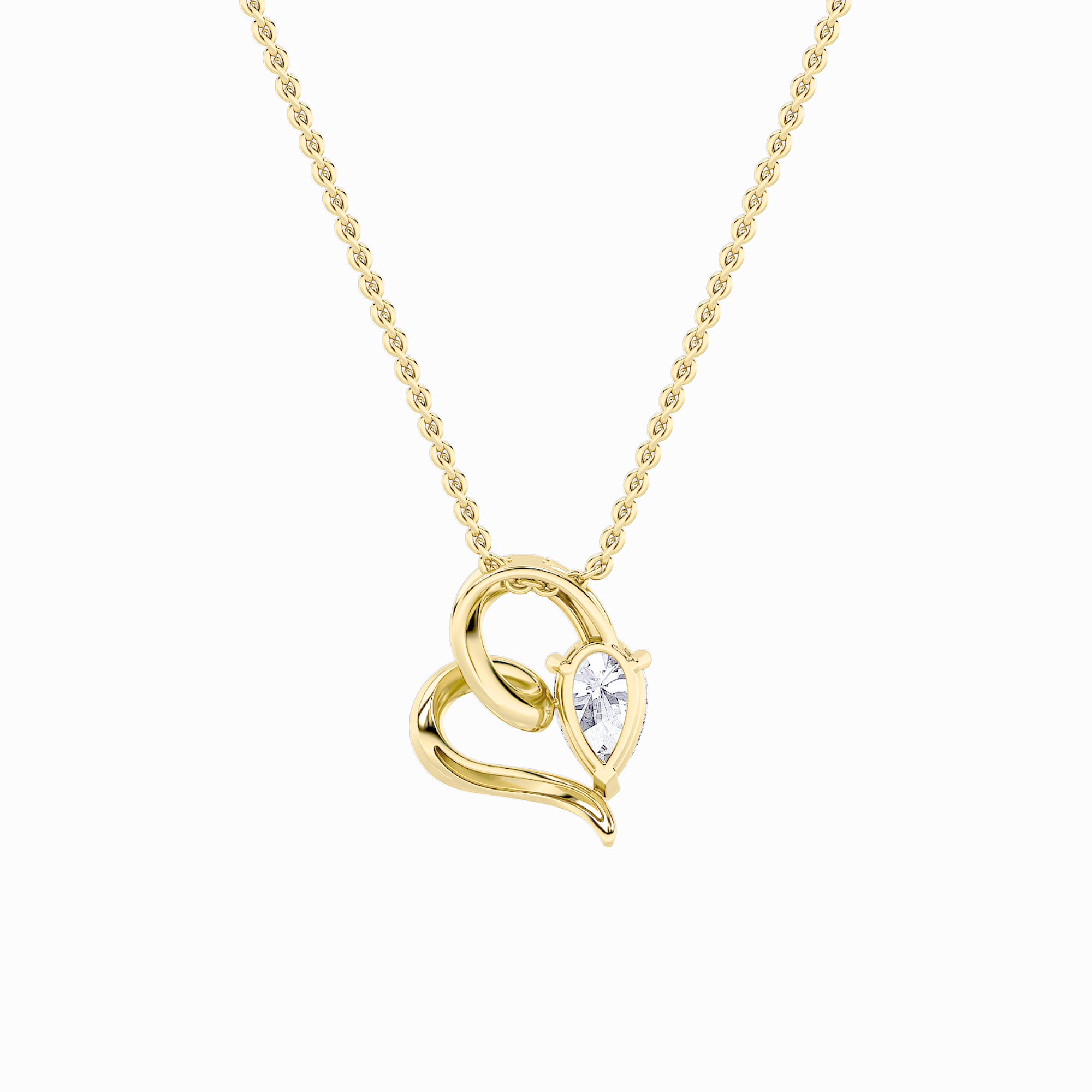 2CTW Pear Shaped Lab Grown Diamond (F/VS) Heart Shaped Pendant in 14K Gold