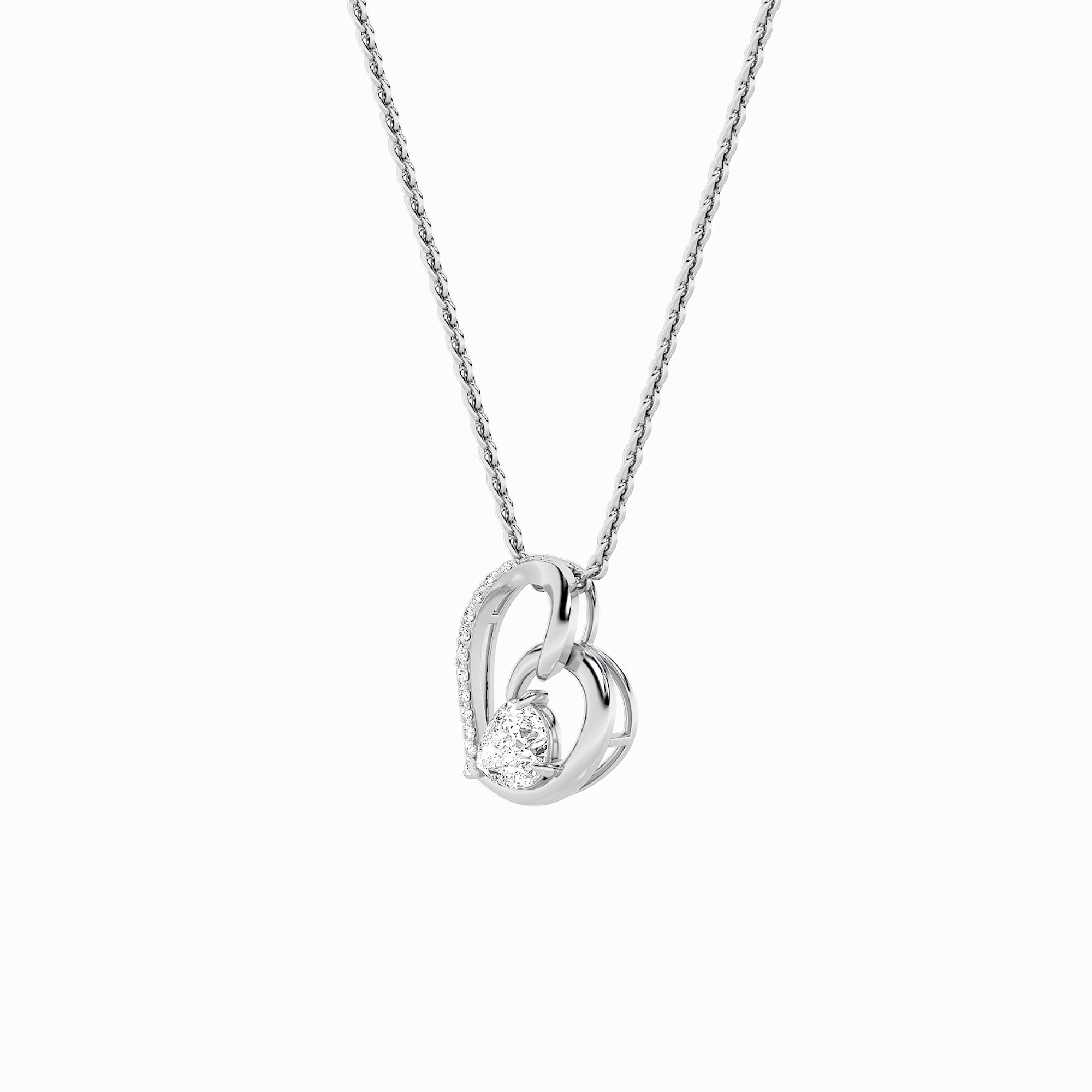 2CTW Pear Shaped Lab Grown Diamond (F/VS) Heart Shaped Pendant in 14K Gold
