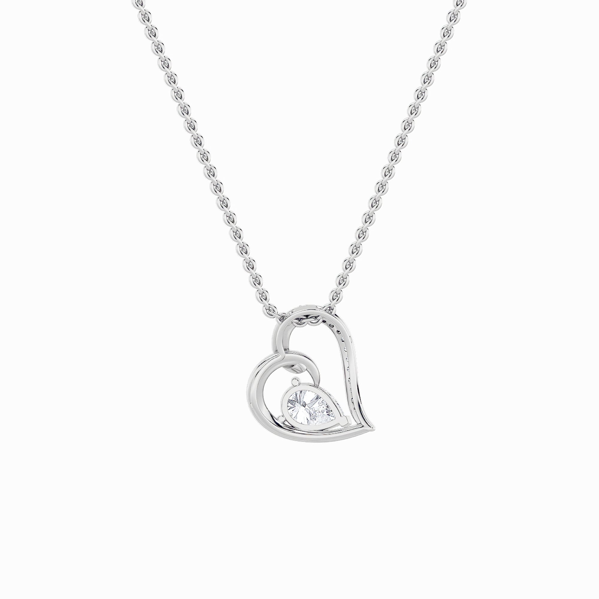 2CTW Pear Shaped Lab Grown Diamond (F/VS) Heart Shaped Pendant in 14K Gold