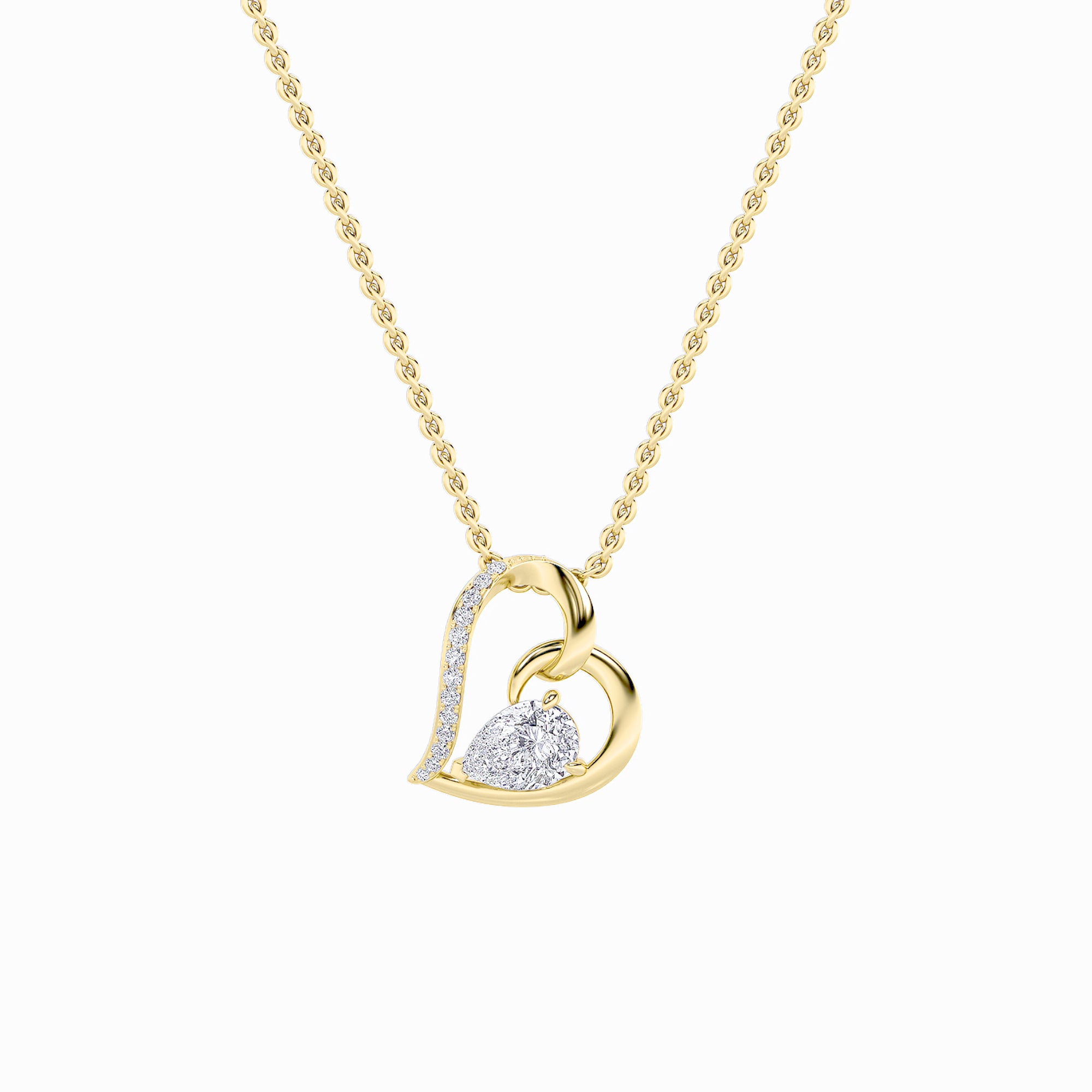 2CTW Pear Shaped Lab Grown Diamond (F/VS) Heart Shaped Pendant in 14K Gold