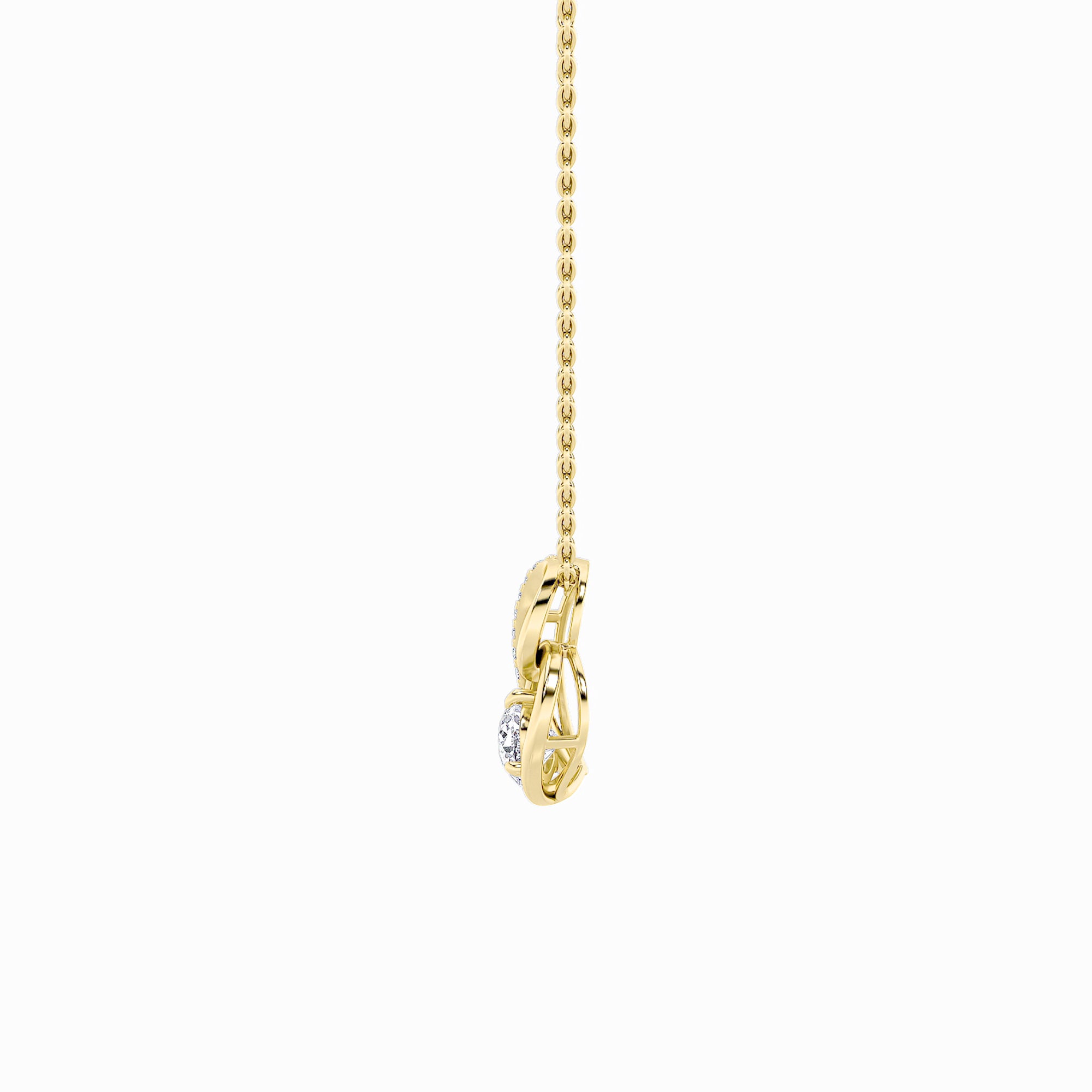 2CTW Pear Shaped Lab Grown Diamond (F/VS) Heart Shaped Pendant in 14K Gold