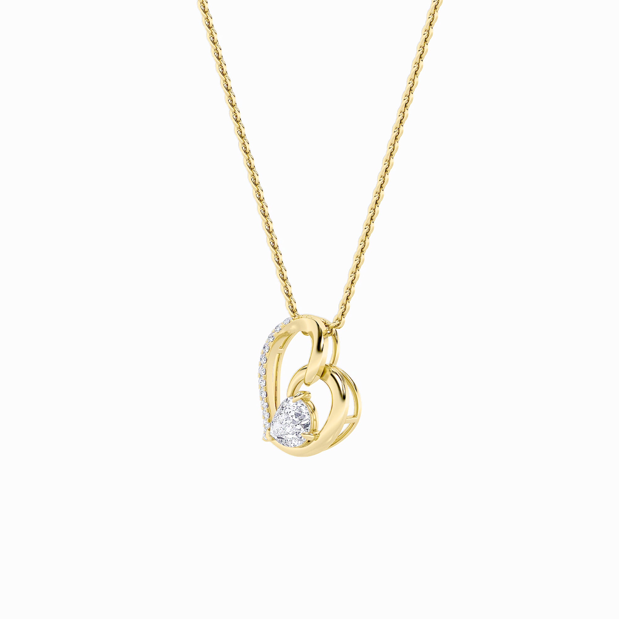 2CTW Pear Shaped Lab Grown Diamond (F/VS) Heart Shaped Pendant in 14K Gold