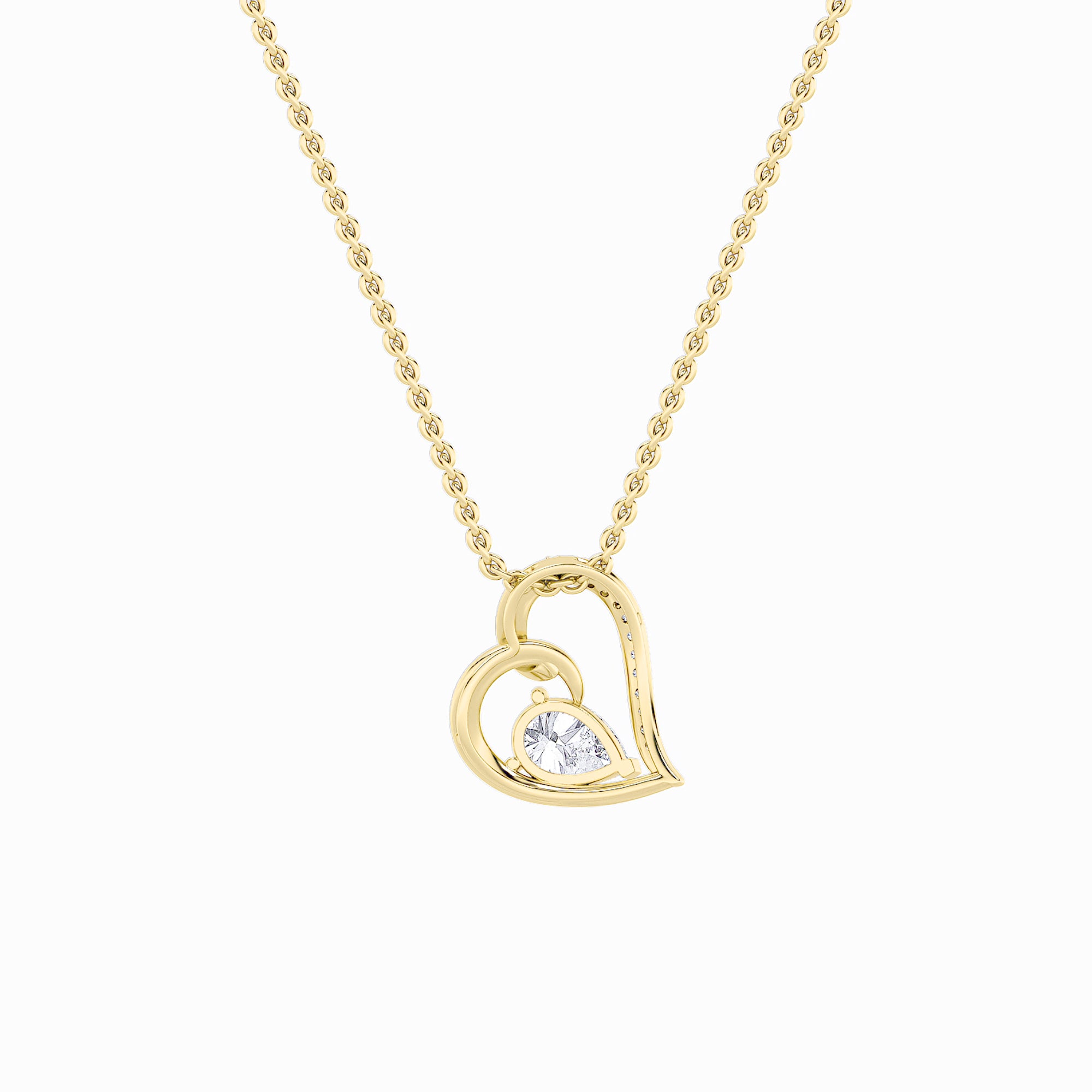 2CTW Pear Shaped Lab Grown Diamond (F/VS) Heart Shaped Pendant in 14K Gold