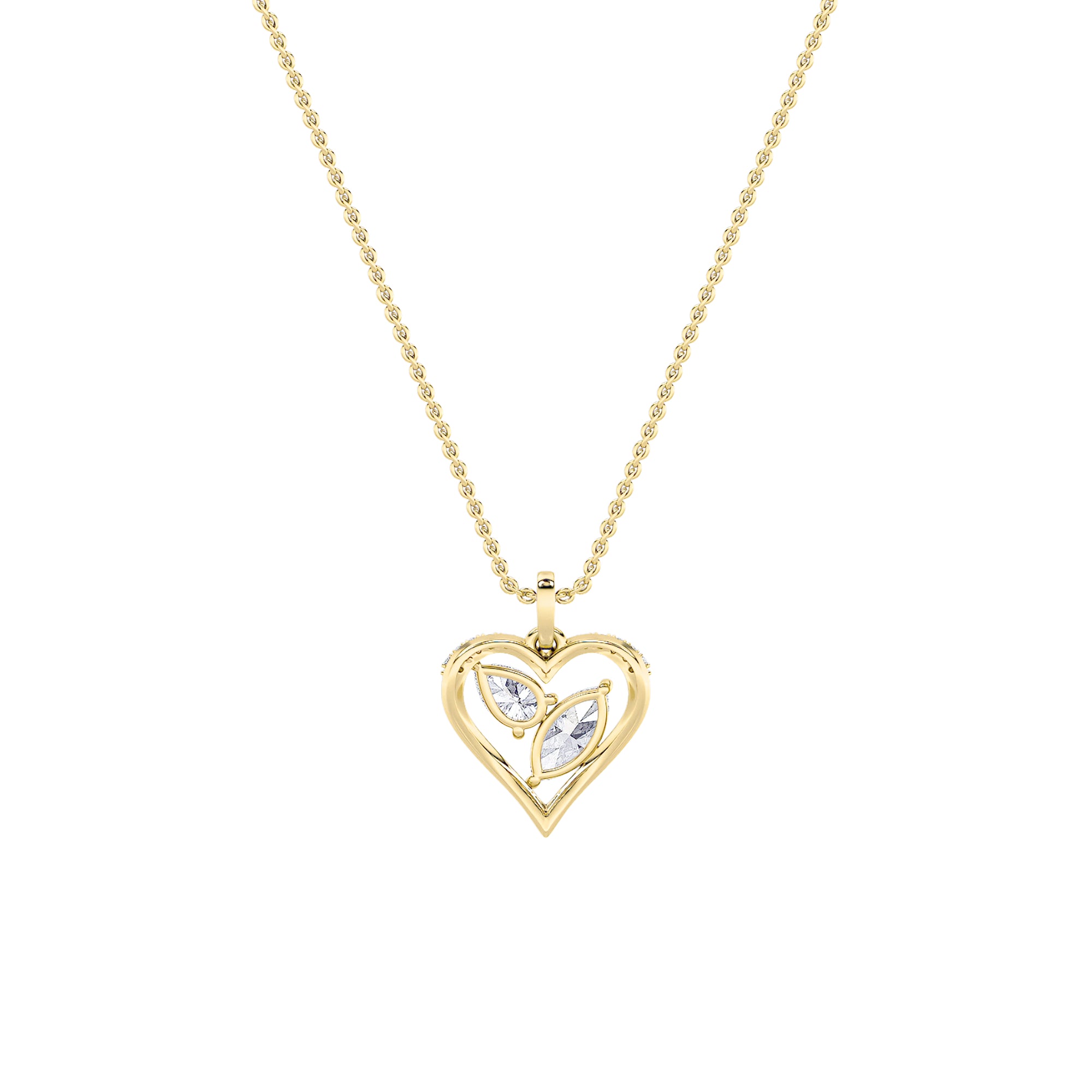 2.5CTW Marquise Shaped Lab Grown Diamond (F/VS) Heart Shaped Pendant in 14K Gold