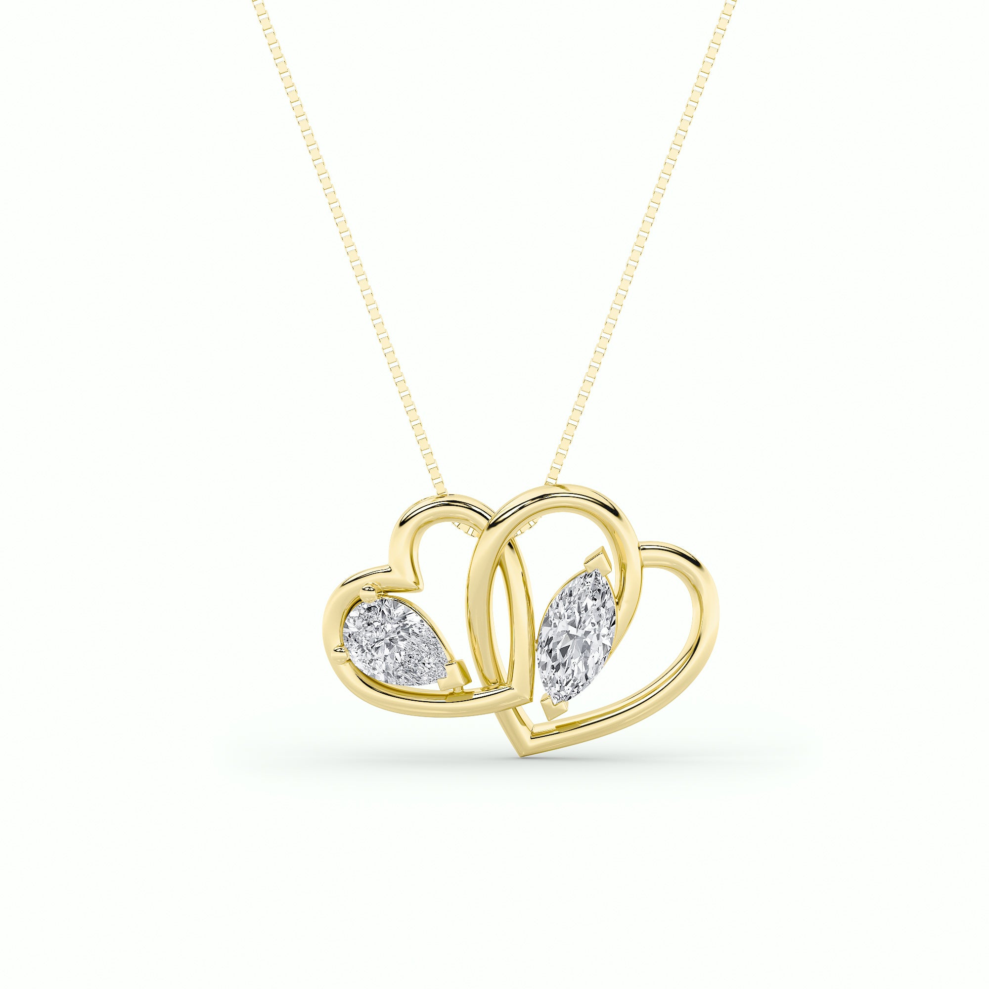 2CTW Marquise Shaped Lab Grown Diamond (F/VS) Heart Shaped Pendant in 14K Gold