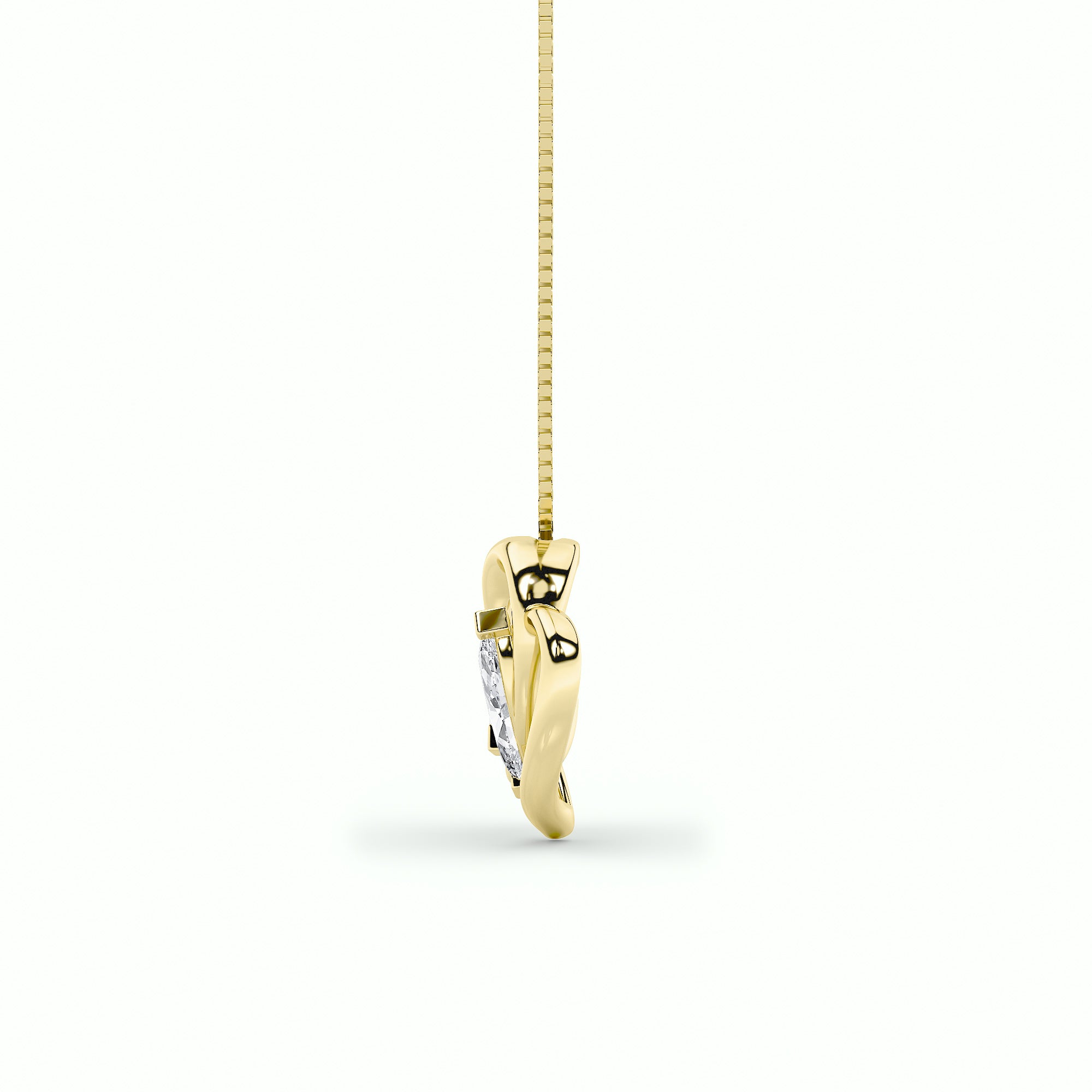 2CTW Marquise Shaped Lab Grown Diamond (F/VS) Heart Shaped Pendant in 14K Gold